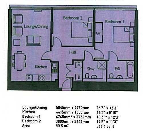 2  bedrooms flat to rent in Highbury Stadium Square, Highbury, N5-Floorplan