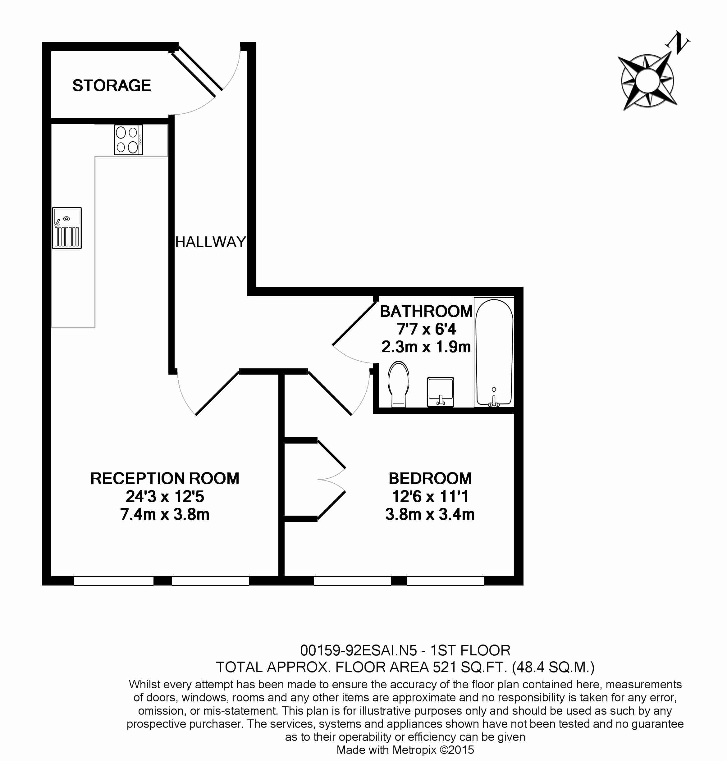 1  bedroom flat to rent in Highbury Stadium Square, Highbury, N5-Floorplan