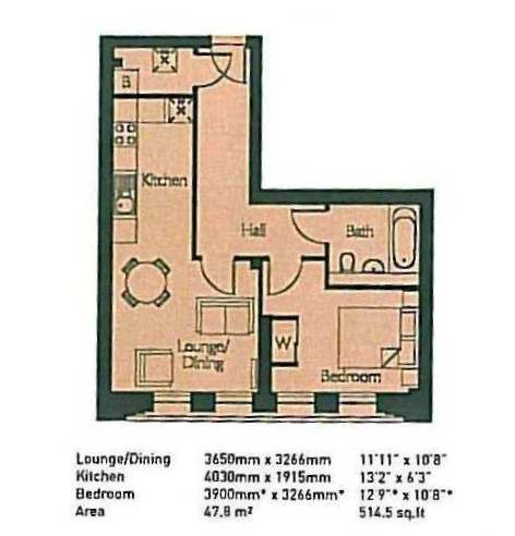 1  bedroom flat to rent in Highbury Stadium Square, Highbury, N5-Floorplan