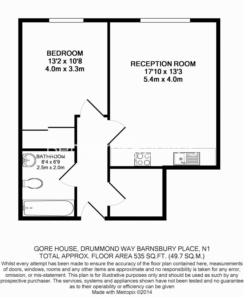 1  bedroom flat to rent in Drummond Way, Islington, N1-Floorplan