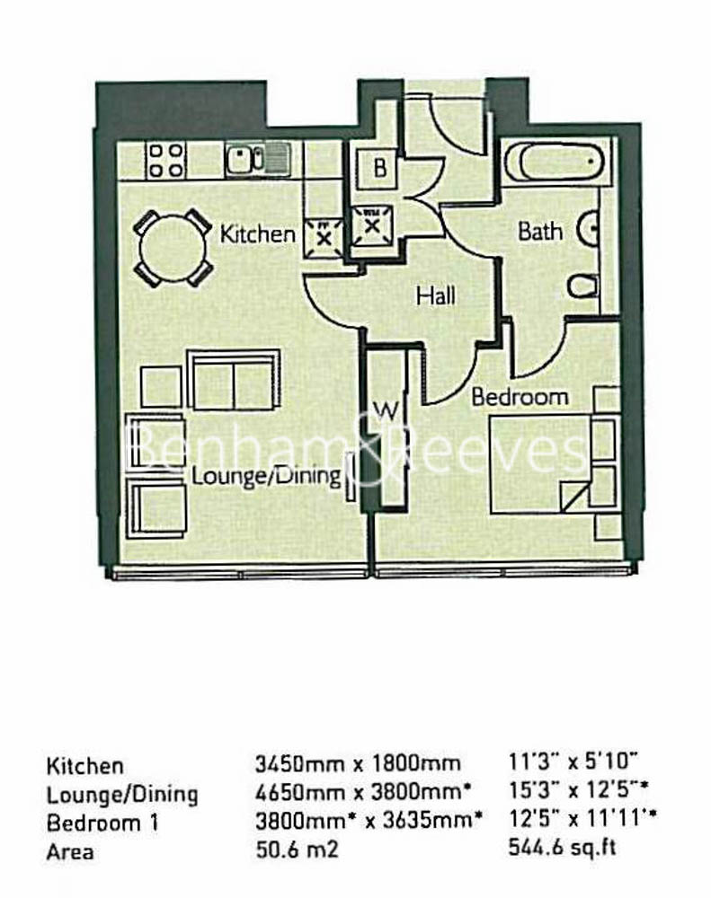 1  bedroom flat to rent in Highbury Stadium Square, Highbury, N5-Floorplan