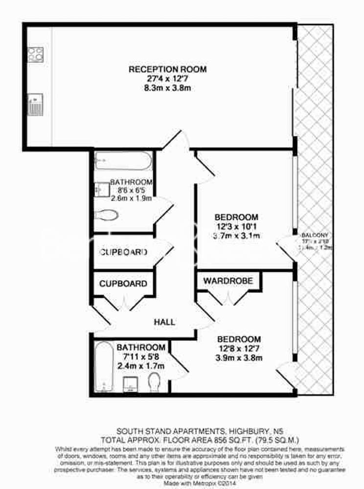 2  bedrooms flat to rent in Highbury Stadium Square, Highbury, N5-Floorplan