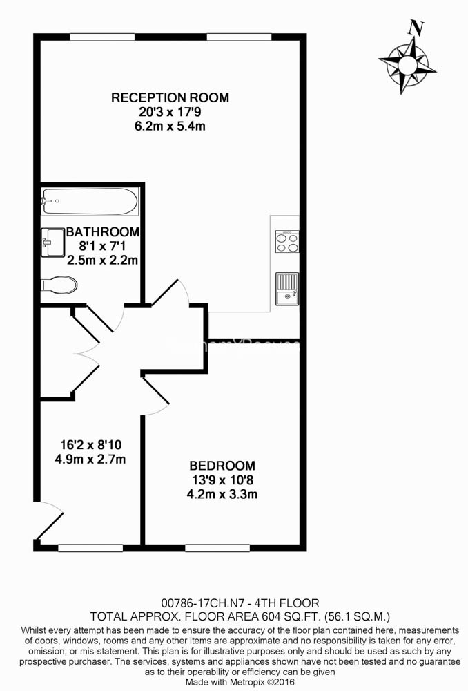 1 bedroom flat to rent in Sussex Way, Holloway, N7-Floorplan
