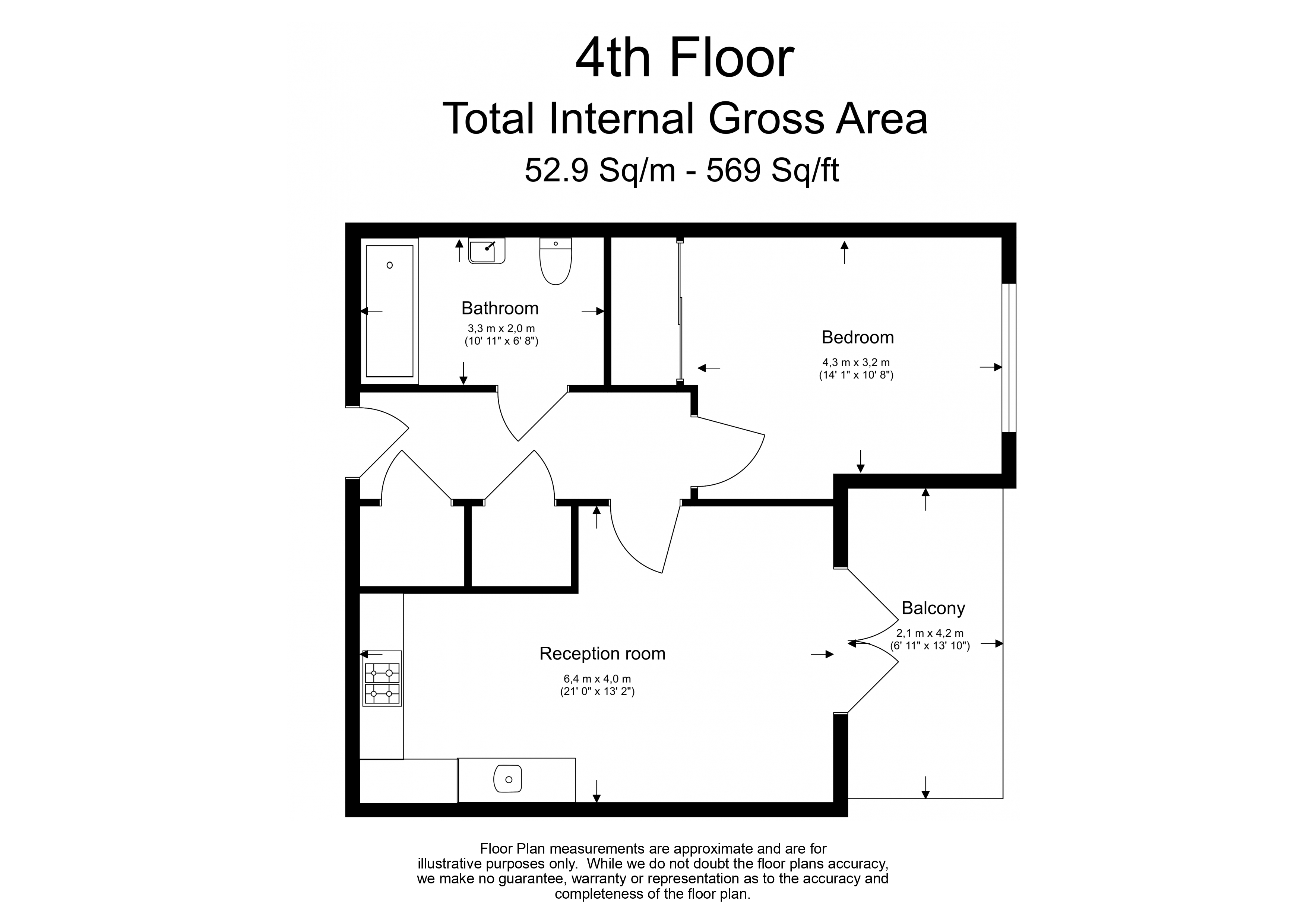 1  bedroom flat to rent in Highbury Park, Islington, N5-Floorplan