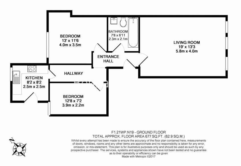 2  bedrooms flat to rent in Whitehall Park, Archway, N19-Floorplan