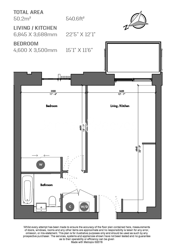 1  bedroom flat to rent in Navigation Point, Ferry Lane, N17-Floorplan