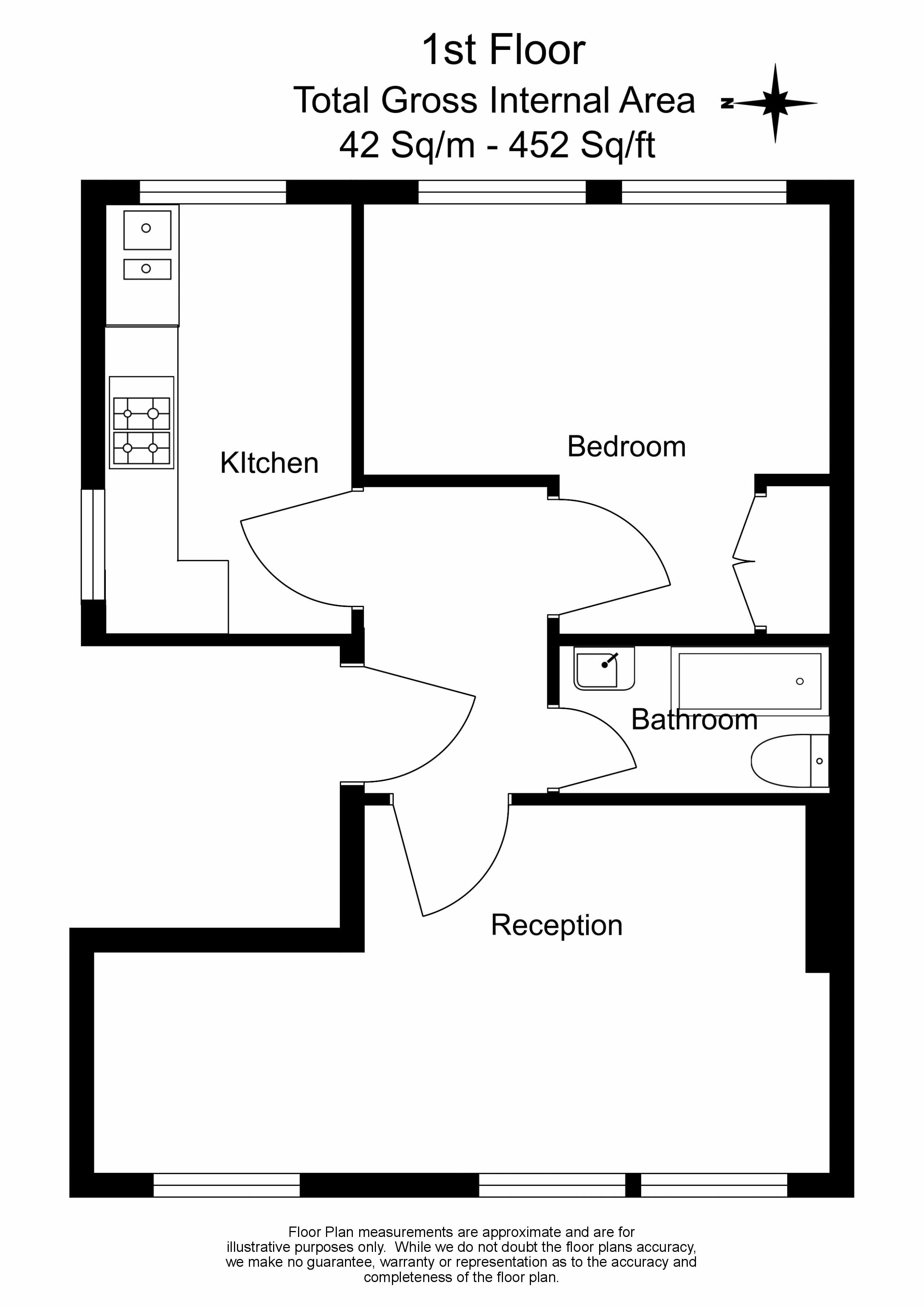 1  bedroom flat to rent in Dalmeny Road, Tufnell Park, N7-Floorplan