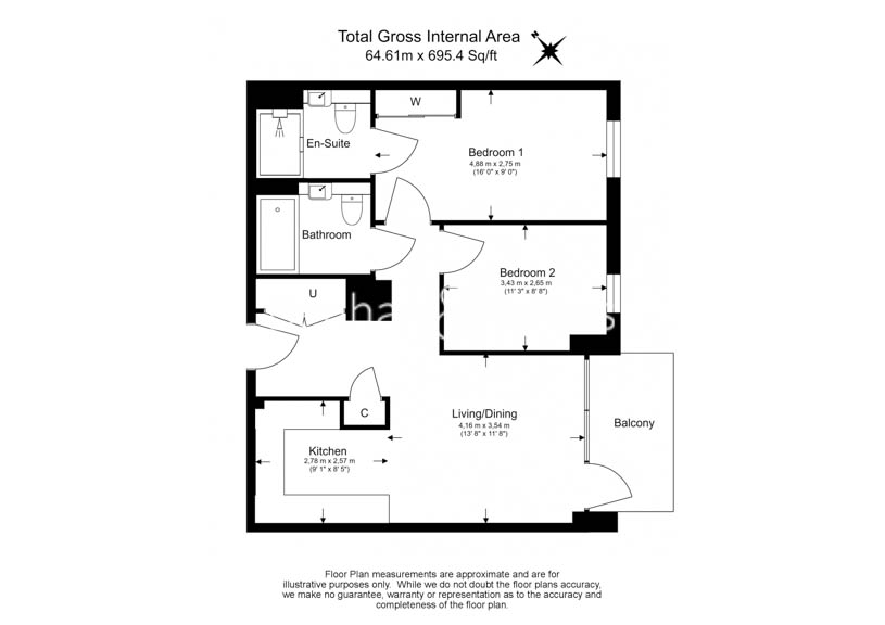 2 bedrooms flat to rent in Mary Neuner Road, Highgate, N8-Floorplan