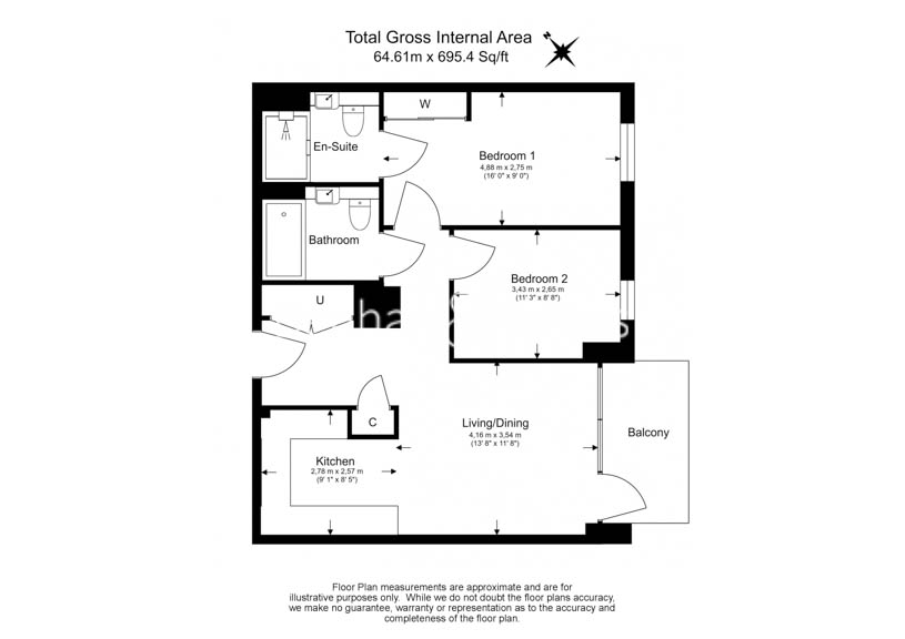 2  bedrooms flat to rent in Mary Neuner Road, Highgate, N8-Floorplan
