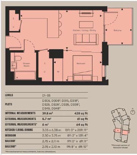 1  bedroom flat to rent in Brook Road, Highgate, N8-Floorplan