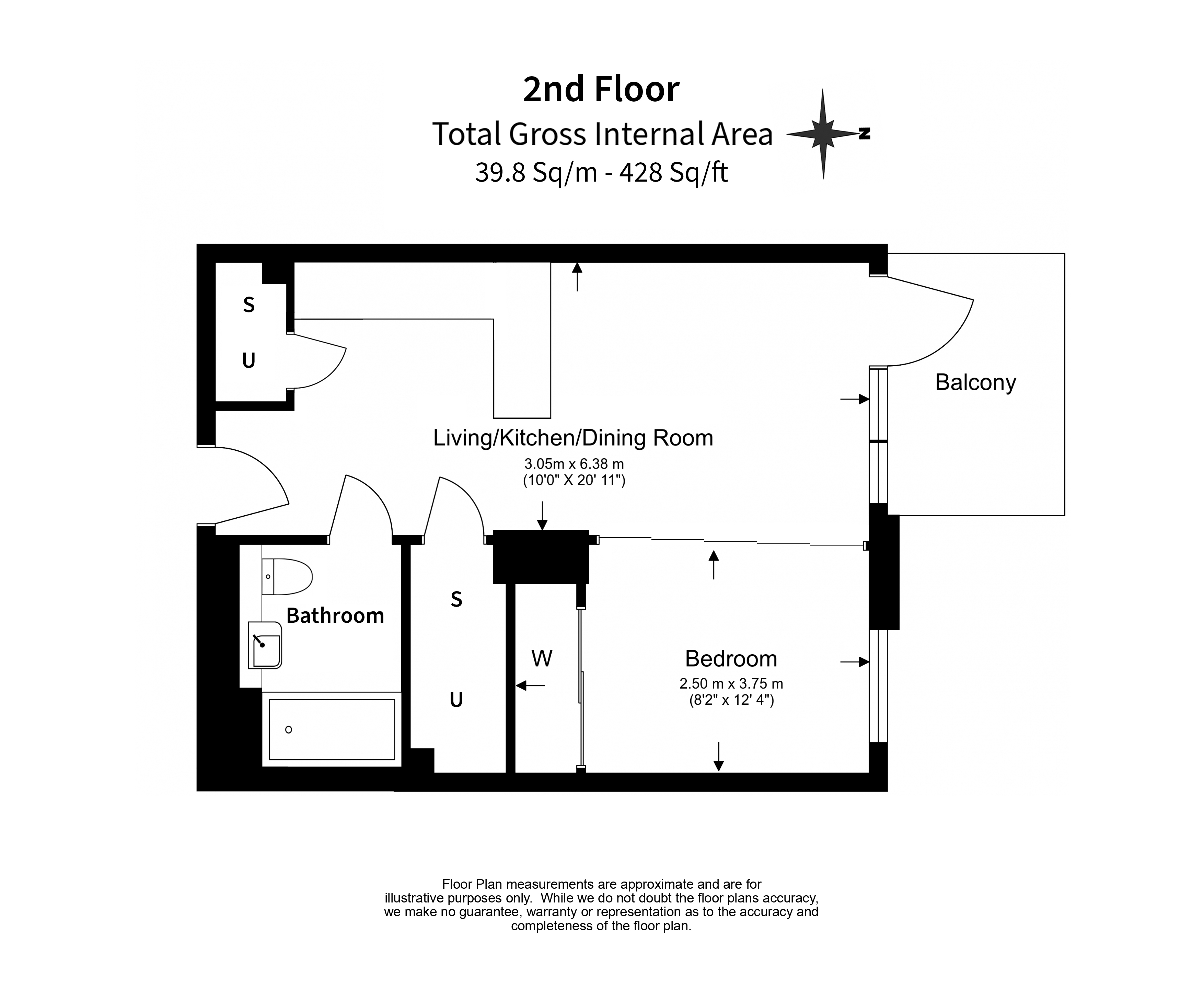 1 bedroom flat to rent in Brook Road, Highgate, N8-Floorplan
