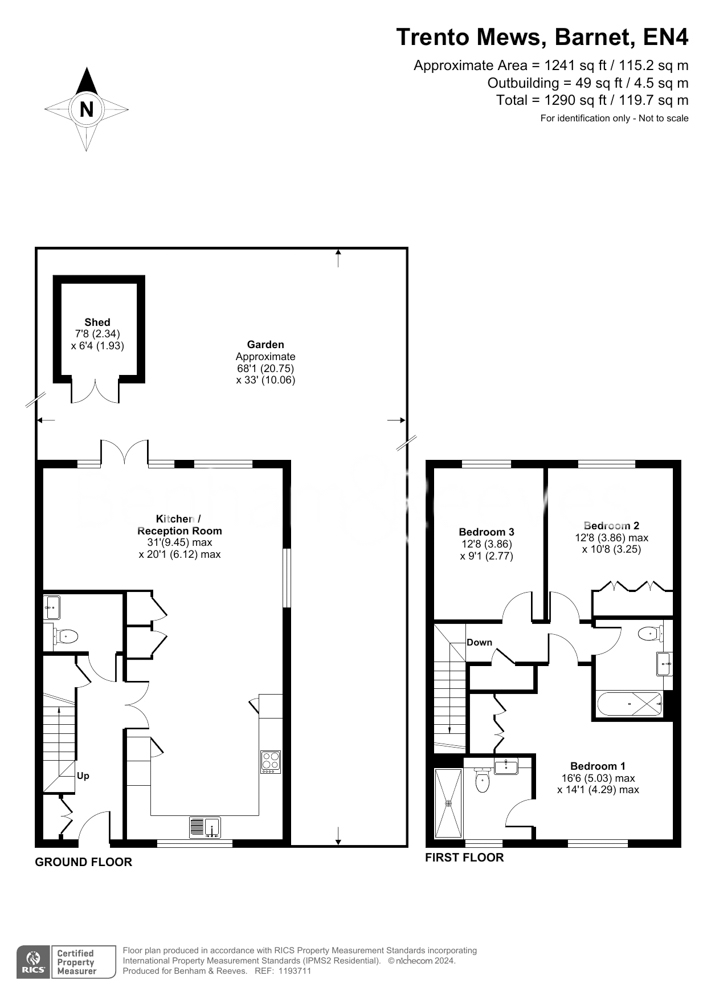 3  bedrooms house to rent in Trent Park, Enfield, EN4-Floorplan