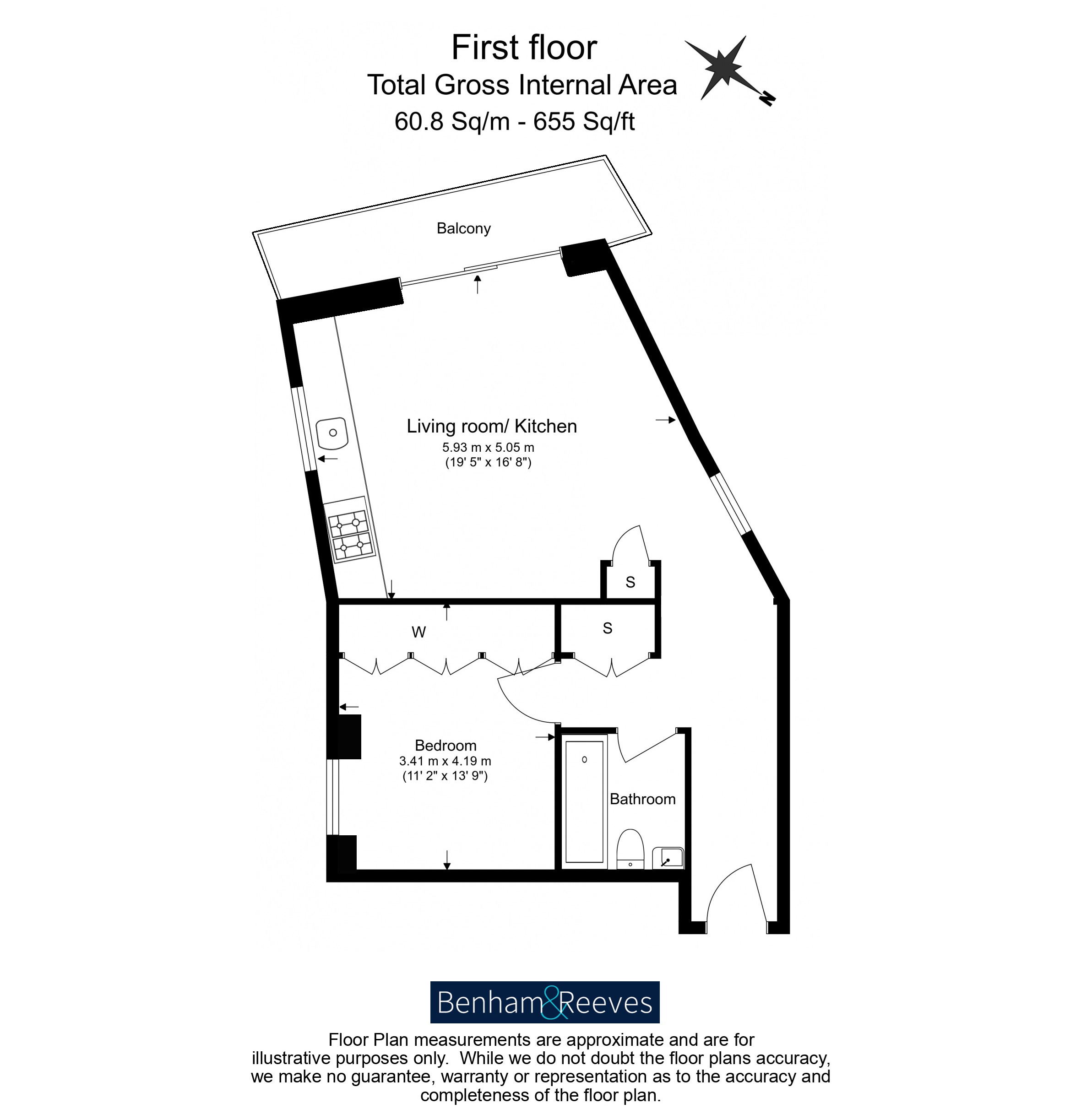 1  bedroom flat to rent in Coster Avenue, Highgate, N4-Floorplan