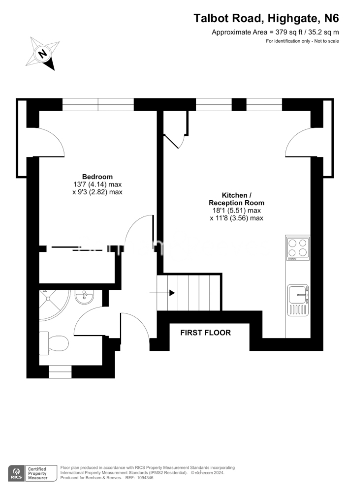 1  bedroom flat to rent in Talbot Road, Highgate, N6-Floorplan