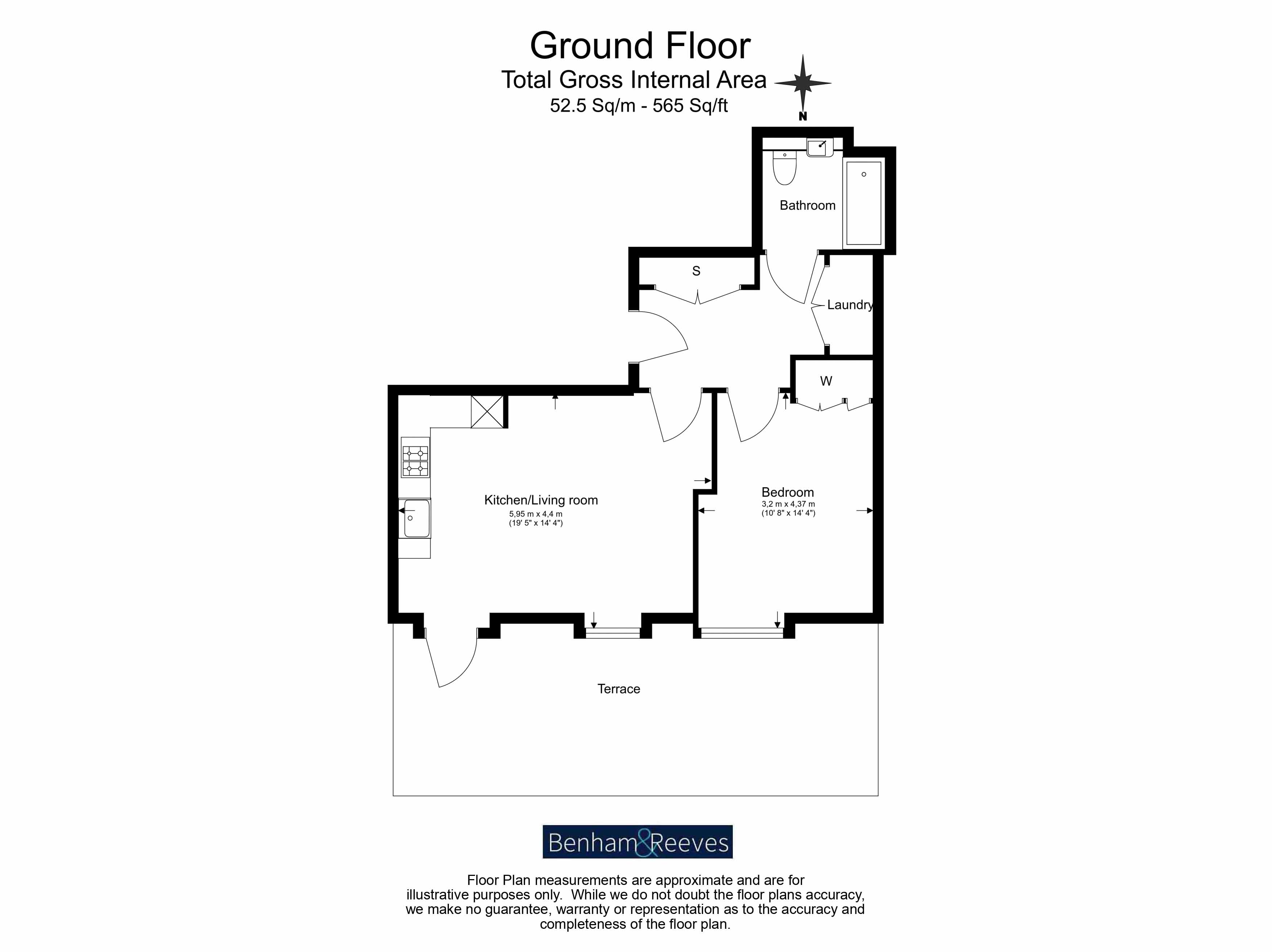 1  bedroom flat to rent in Hartingtons Court, Coster Avenue, N4-Floorplan