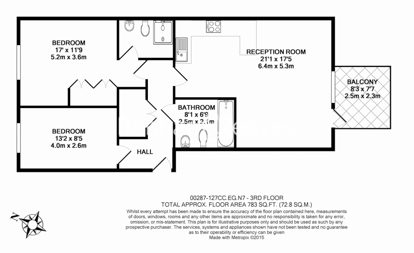 2 bedrooms  for sale in Carronade Court, Eden Grove, N7-Floorplan