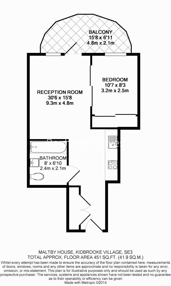 Studio flat to rent in Tudway Road, Kidbrooke, SE3-Floorplan