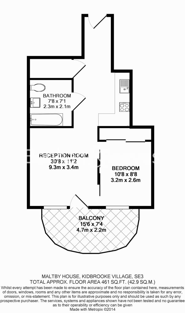 Studio flat to rent in Maltby House, Kidbrooke Village, SE3-Floorplan