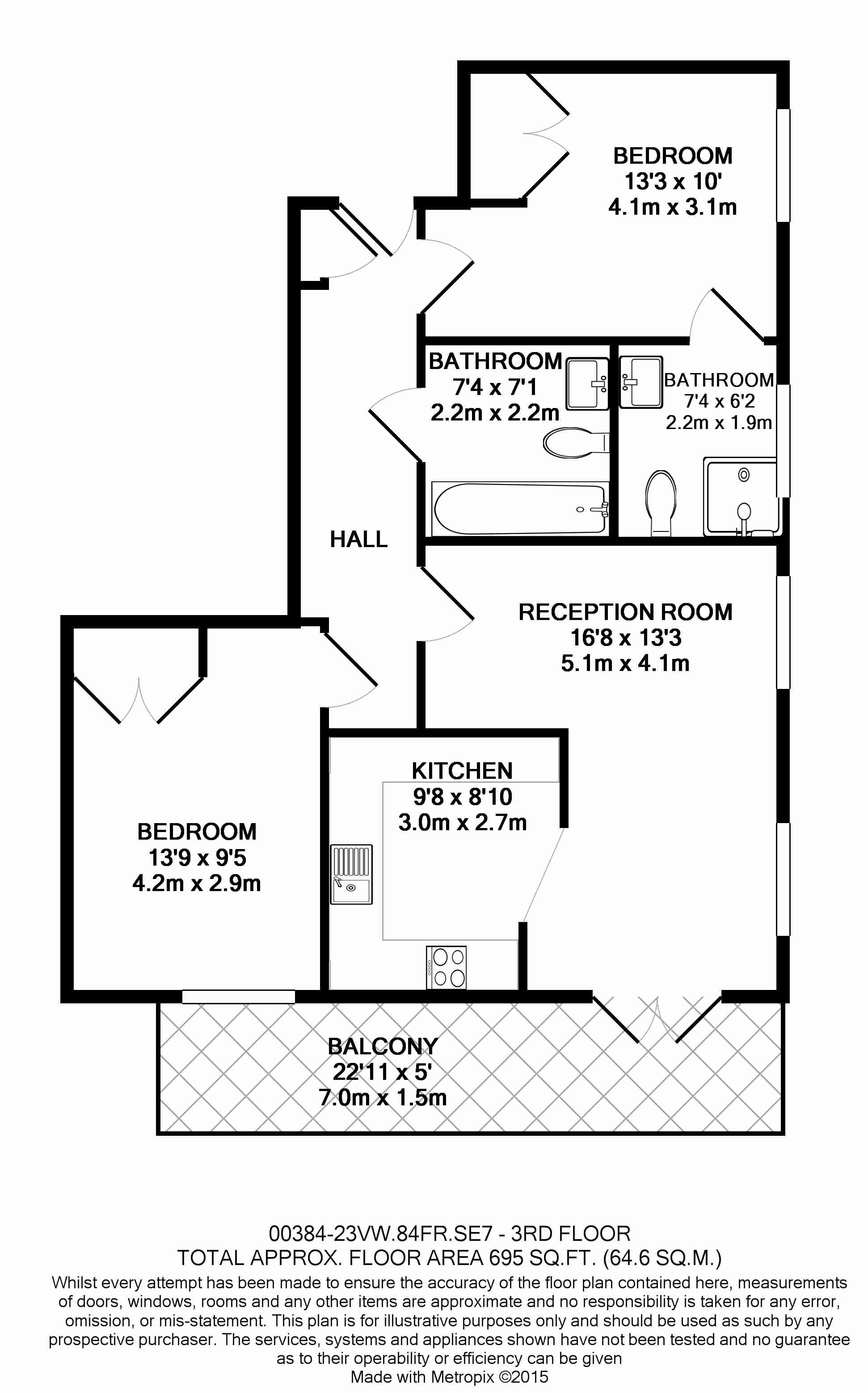 2  bedrooms flat to rent in Fairthorn Road, Charlton, SE7-Floorplan