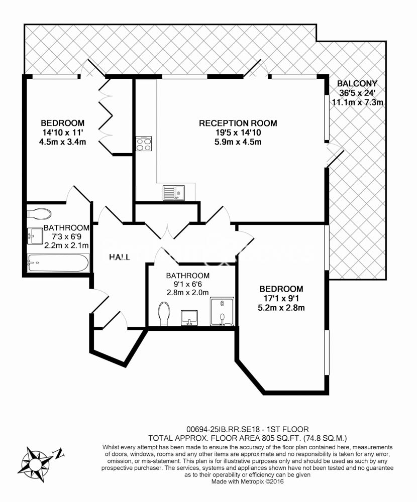 2 bedrooms flat to rent in Duke of Wellington Avenue, SE18-Floorplan
