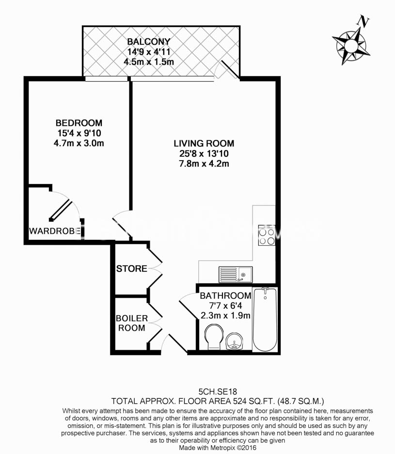 1 bedroom flat to rent in Plumstead Road, Woolwich, SE18-Floorplan