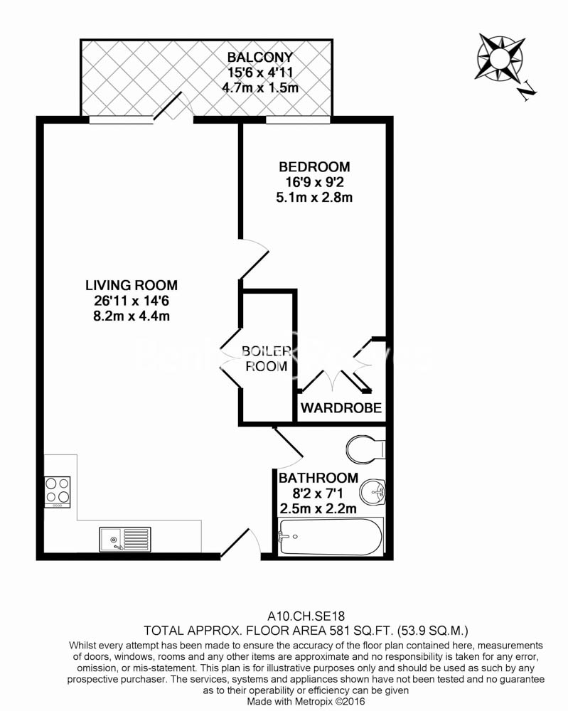 1  bedroom flat to rent in Plumstead Road, Woolwich, SE18-Floorplan