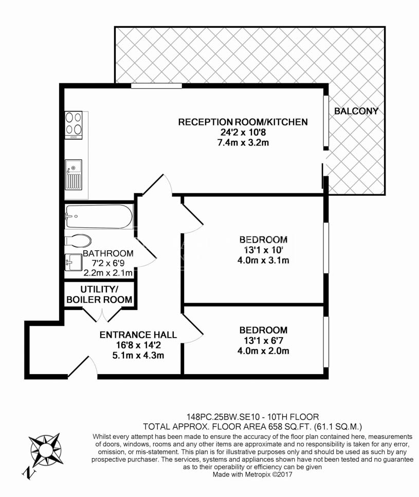 2  bedrooms flat to rent in Barge Walk, Woolwich, SE10-Floorplan