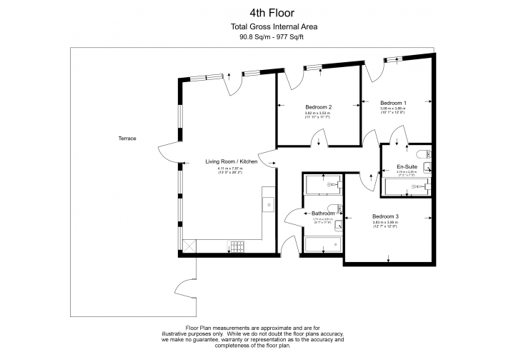 3  bedrooms flat to rent in Duke of Wellington Avenue, Canary Wharf, SE18-Floorplan