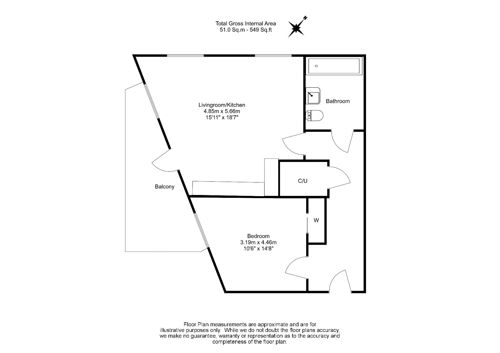 1  bedroom flat to rent in Victory Parade, Woolwich, SE18-Floorplan