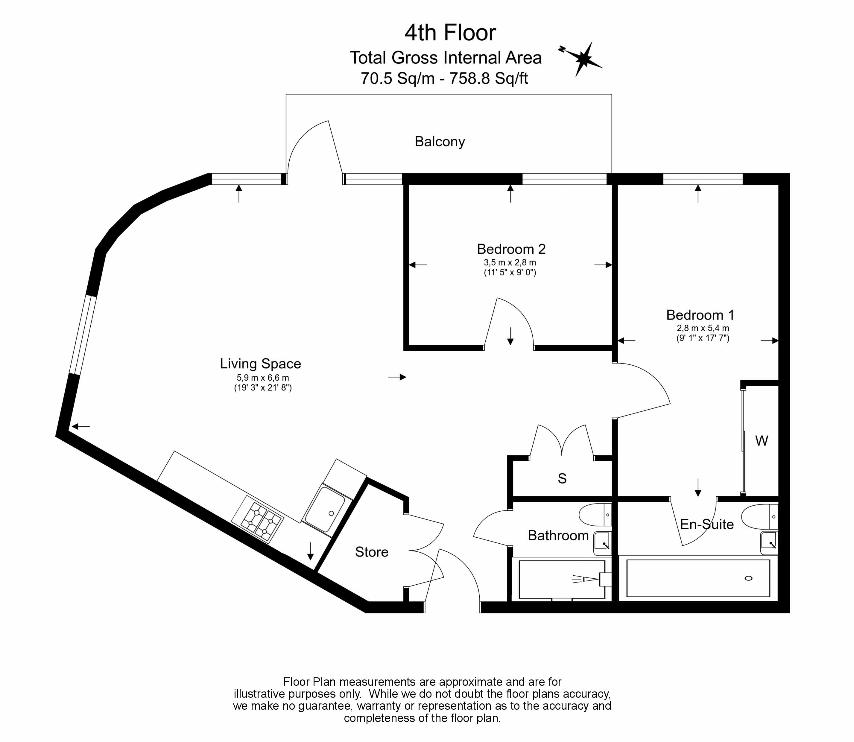 2 bedrooms flat to rent in Thunderer Walk, Woolwich, SE18-Floorplan