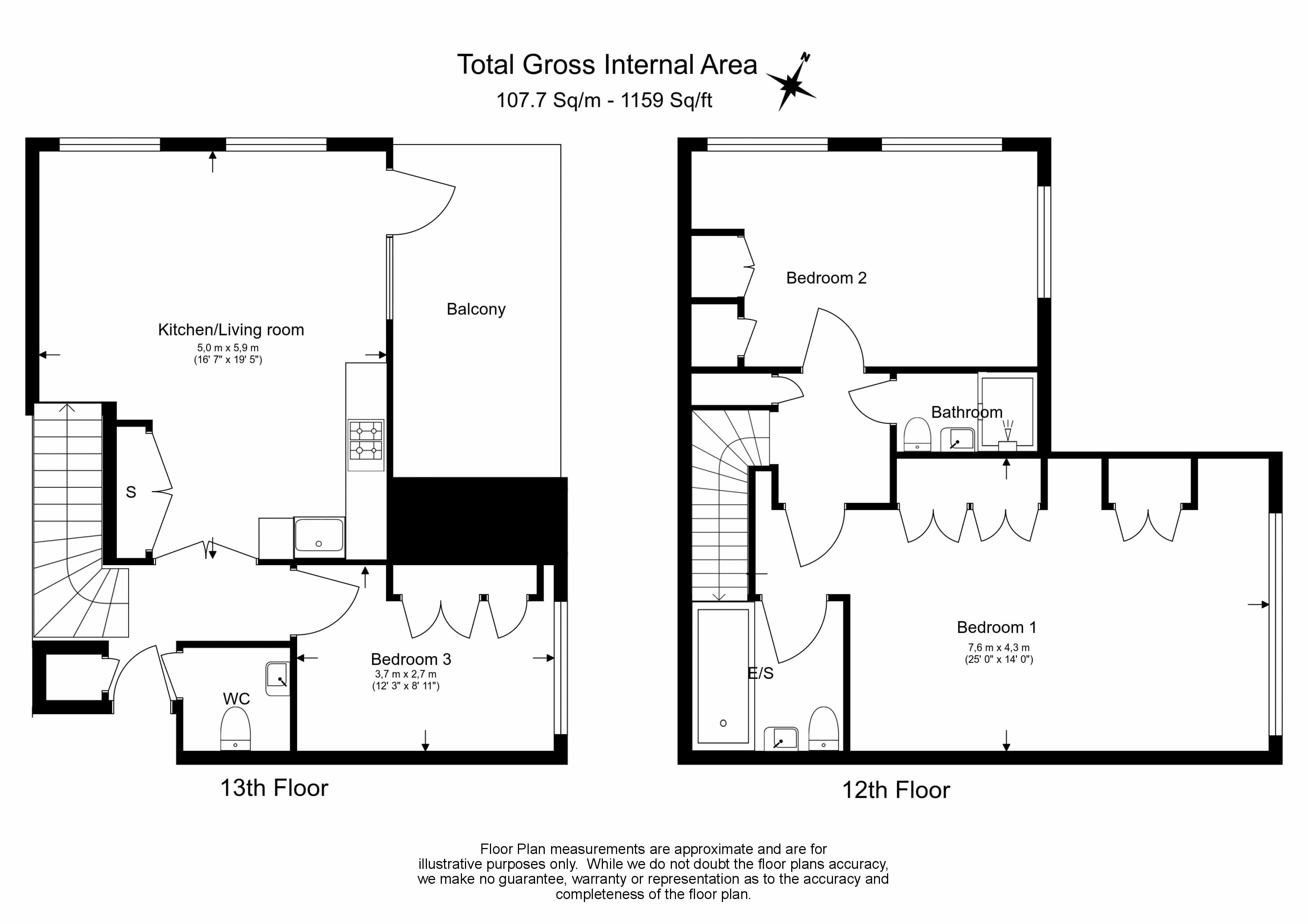 3  bedrooms flat to rent in Victory Parade, Woolwich, SE18-Floorplan