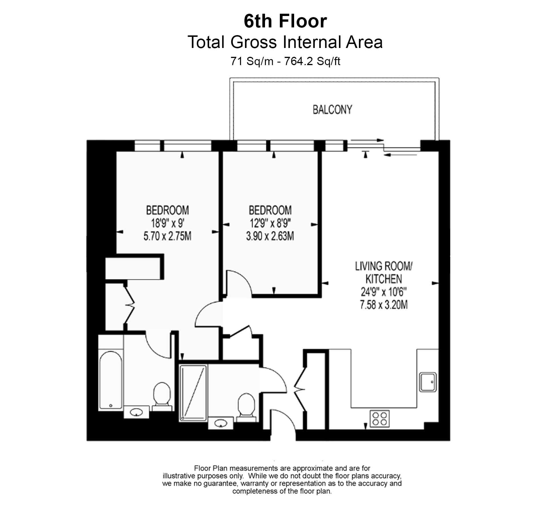 2  bedrooms flat to rent in Duke of Wellington, Woolwich, SE18-Floorplan