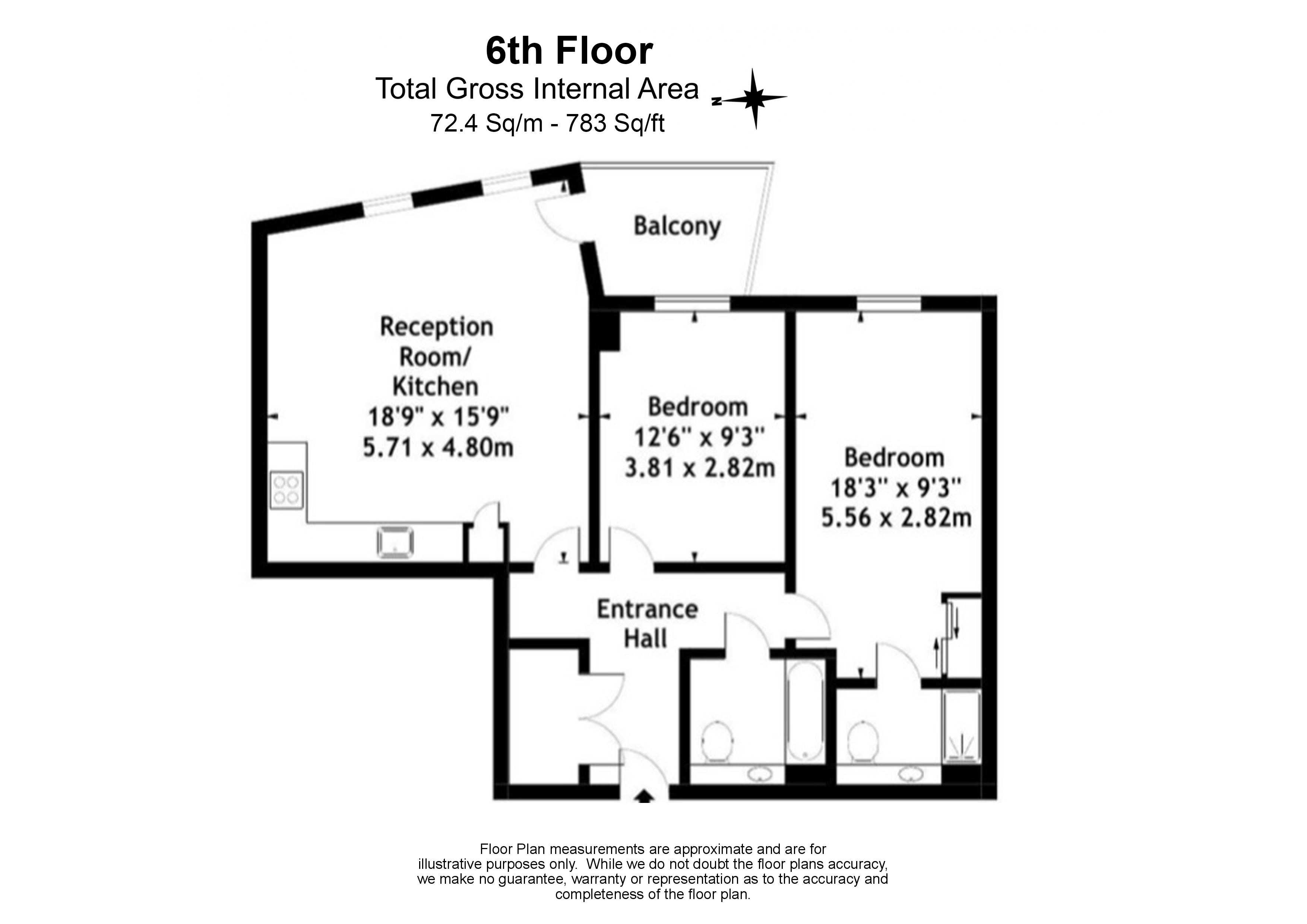2 bedrooms flat to rent in John Donne Way, Woolwich, SE10-Floorplan