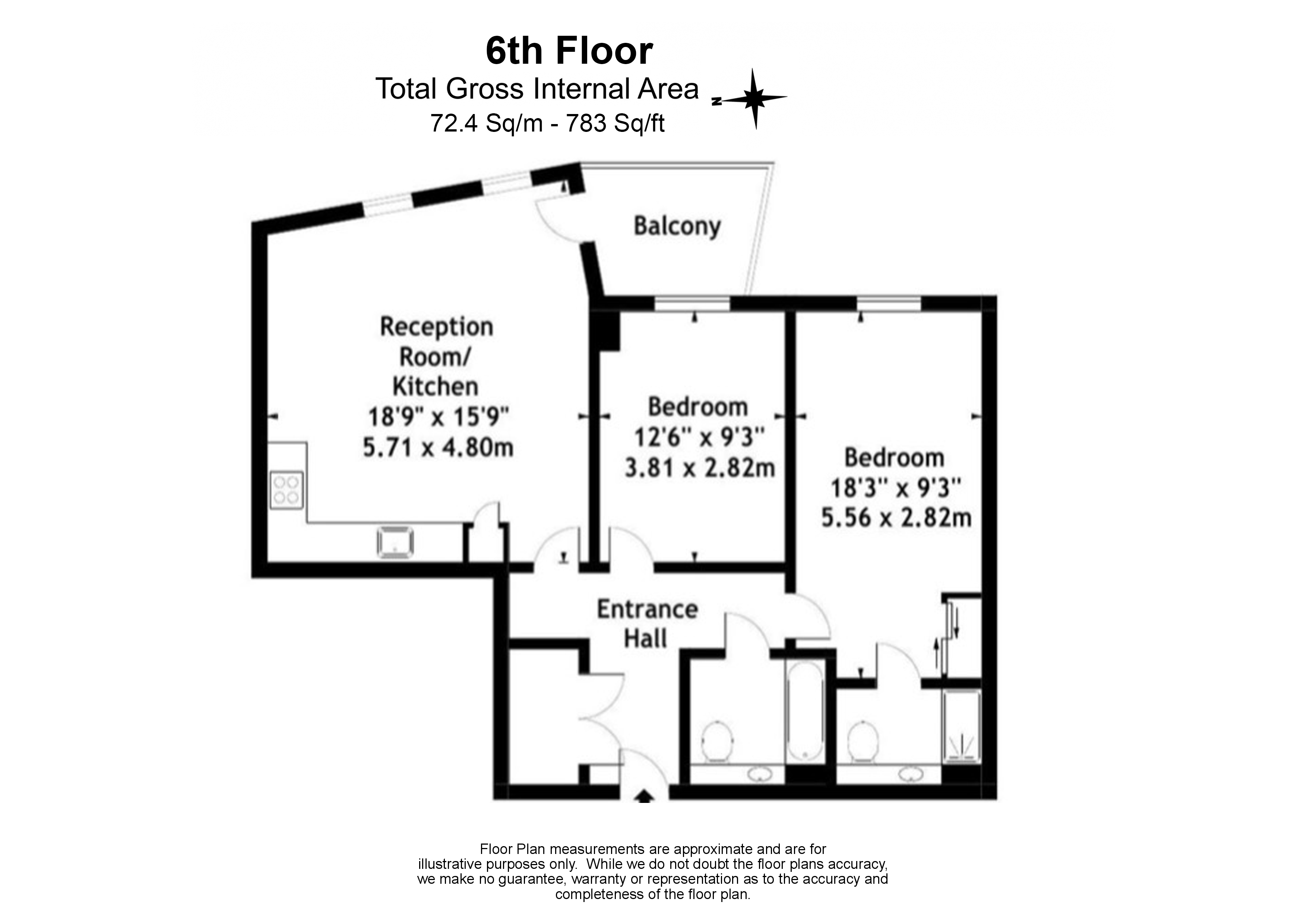 2  bedrooms flat to rent in John Donne Way, Woolwich, SE10-Floorplan