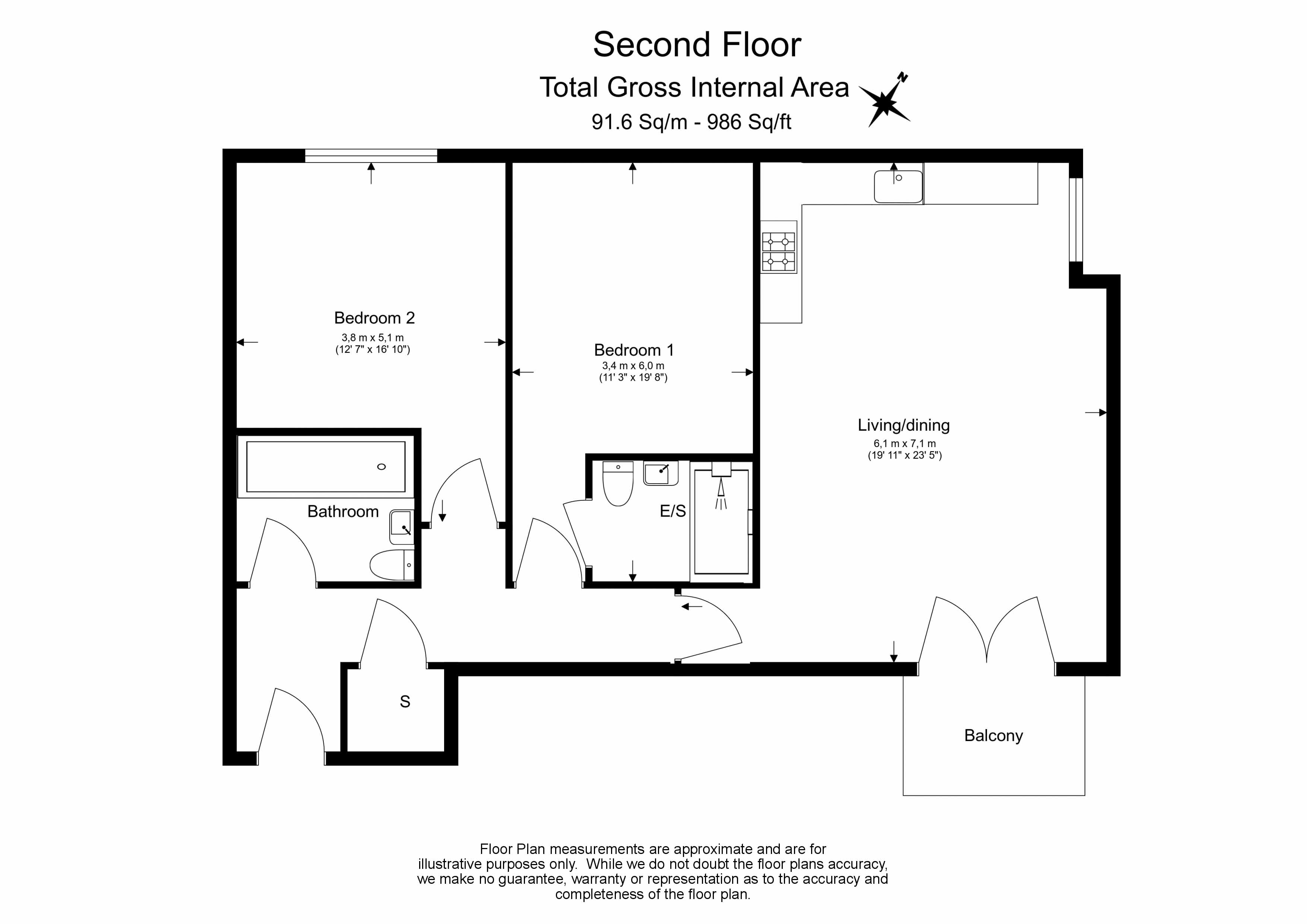 2  bedrooms flat to rent in Erebus Drive, Woolwich, SE18-Floorplan
