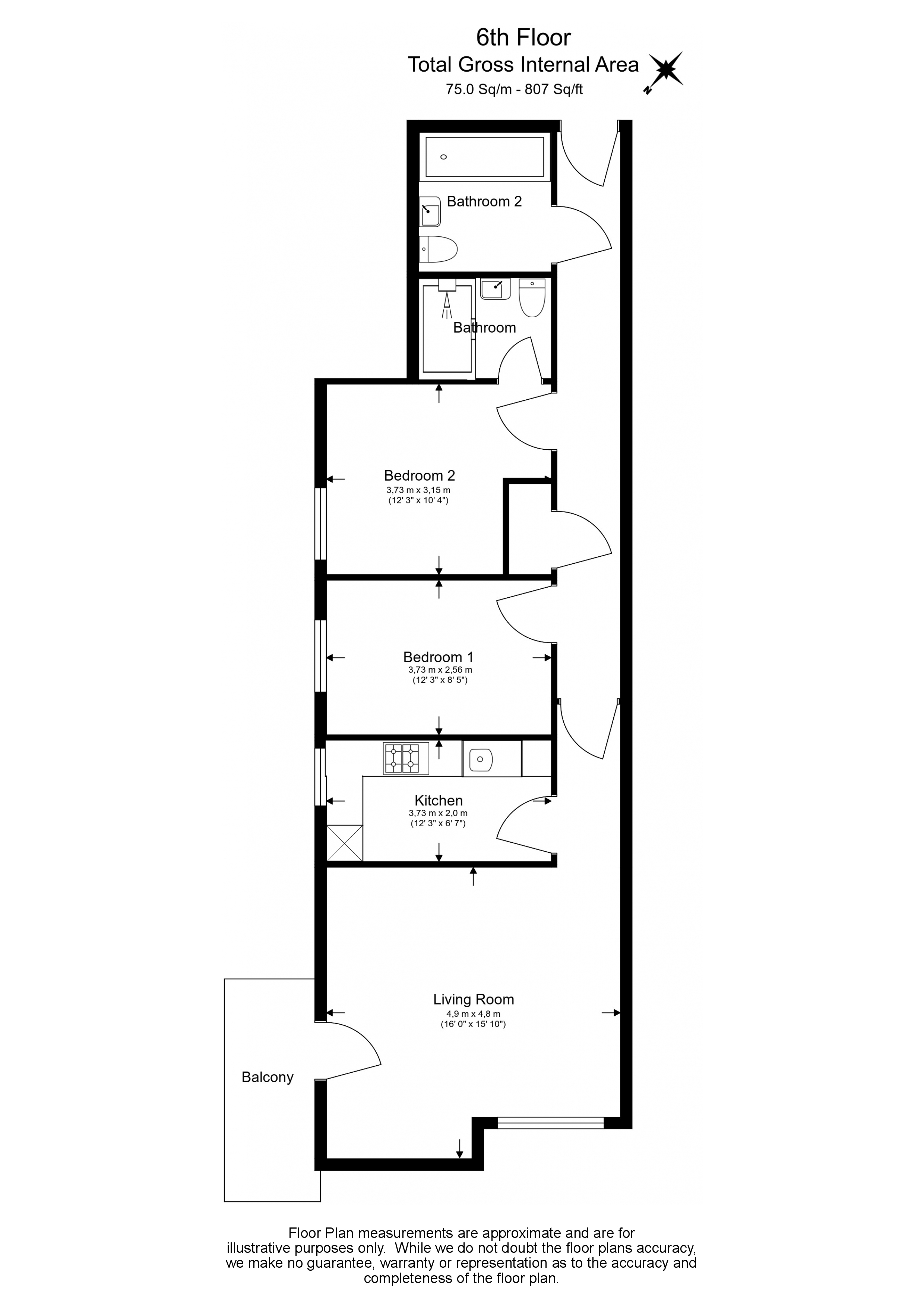 2  bedrooms flat to rent in Erebus Drive, Woolwich, SE28-Floorplan