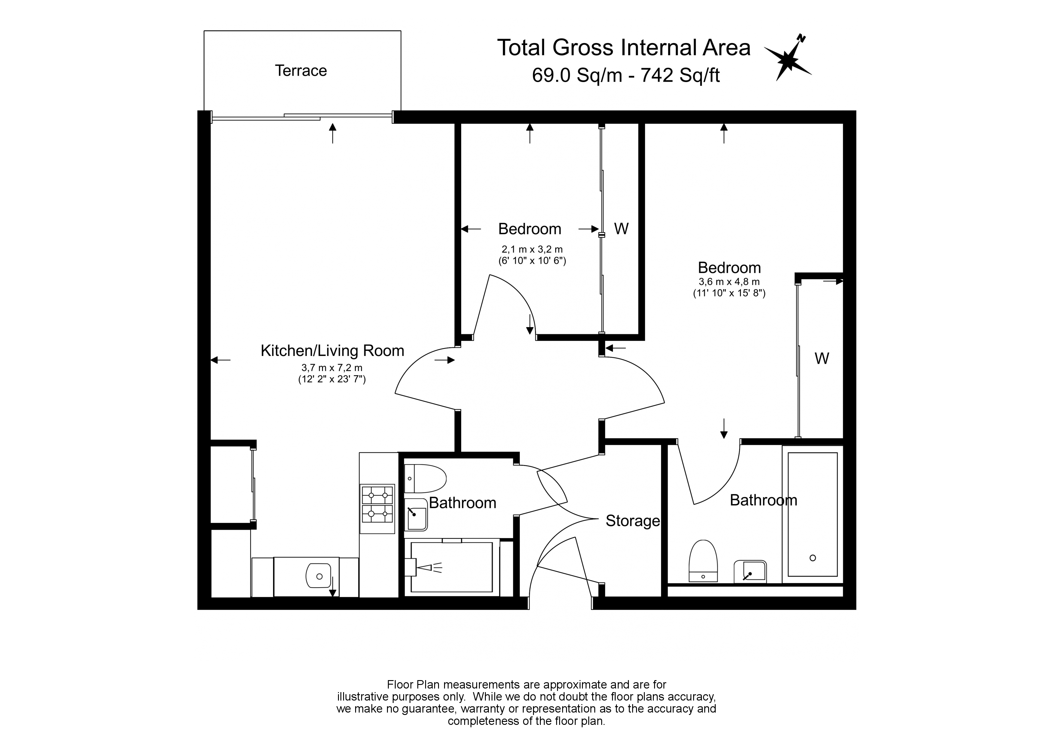 2  bedrooms flat to rent in Royal Arsenal Riverside, Woolwich, SE18-Floorplan
