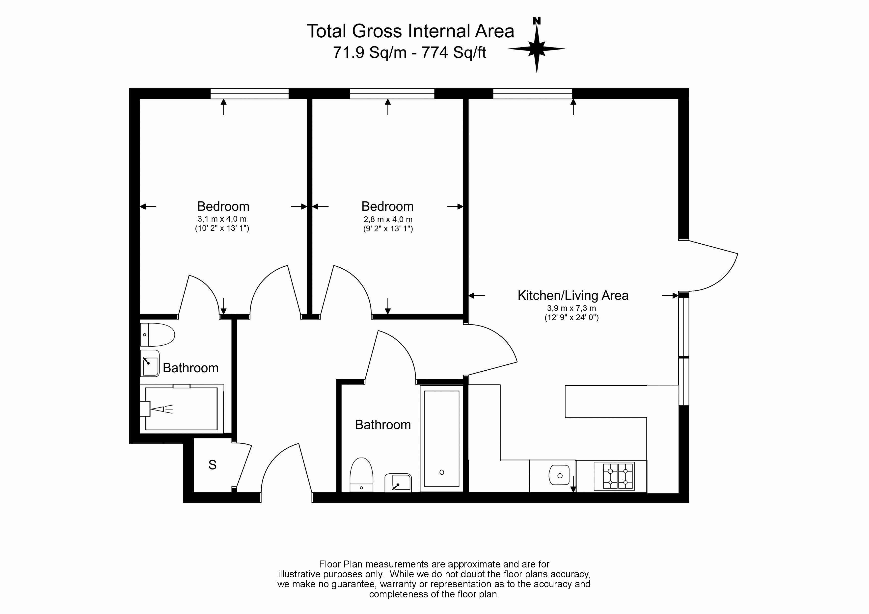 2  bedrooms flat to rent in Erebus Drive, Woolwich, SE28-Floorplan
