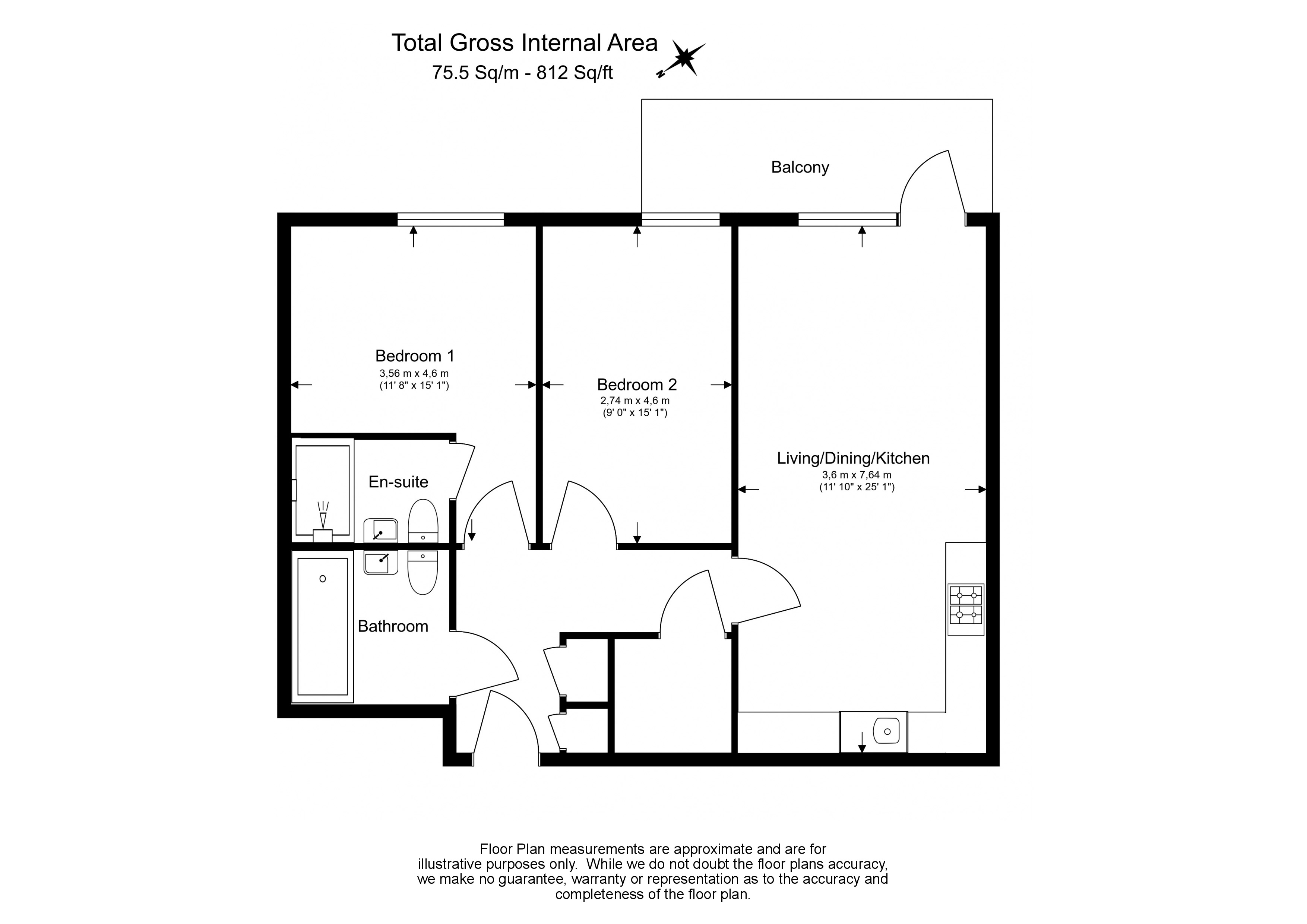 2  bedrooms flat to rent in Brunwell Avenue, Woolwich, SE18-Floorplan