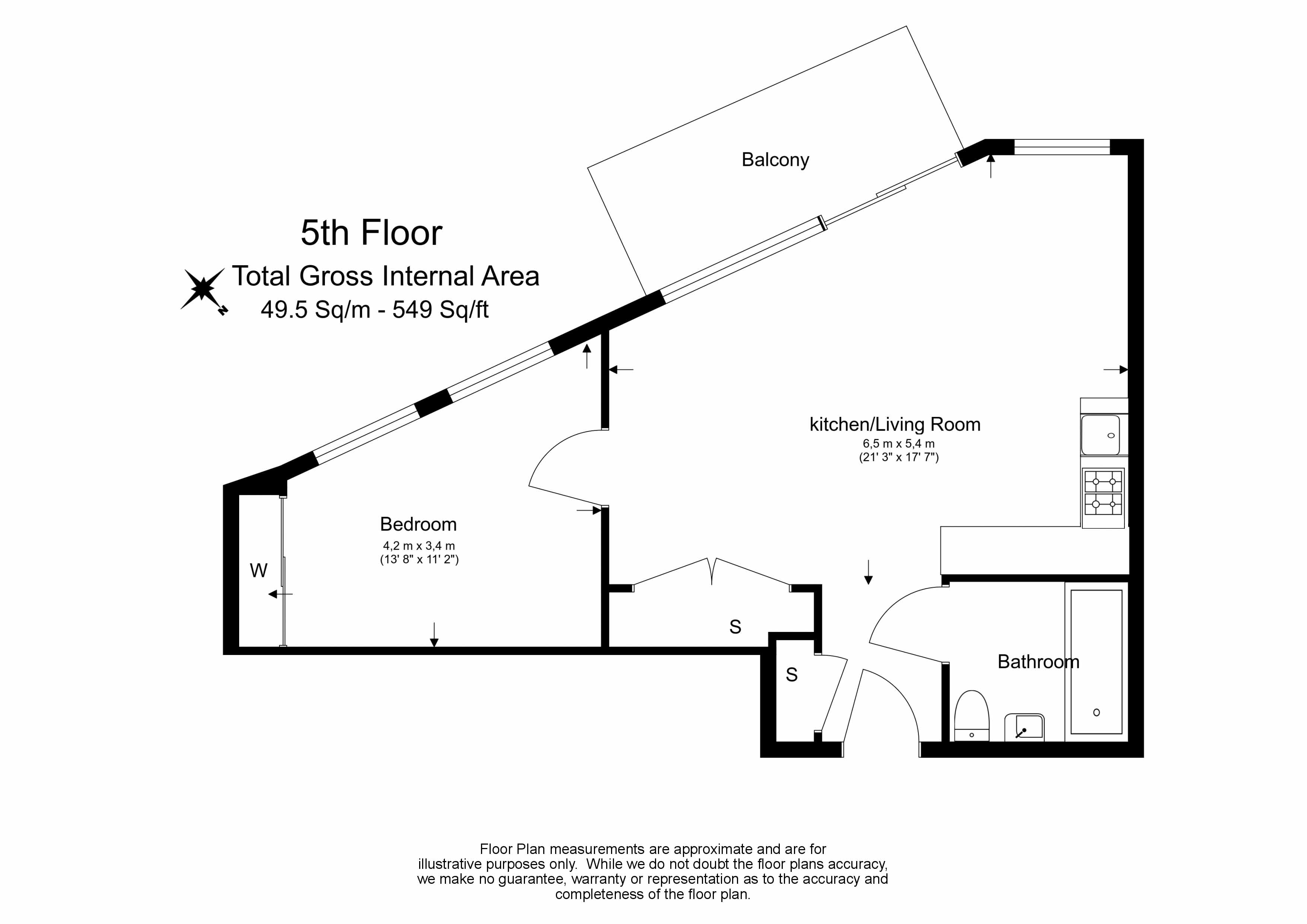 1  bedroom flat to rent in Duke Of Wellington Avenue, Woolwich, SE18-Floorplan