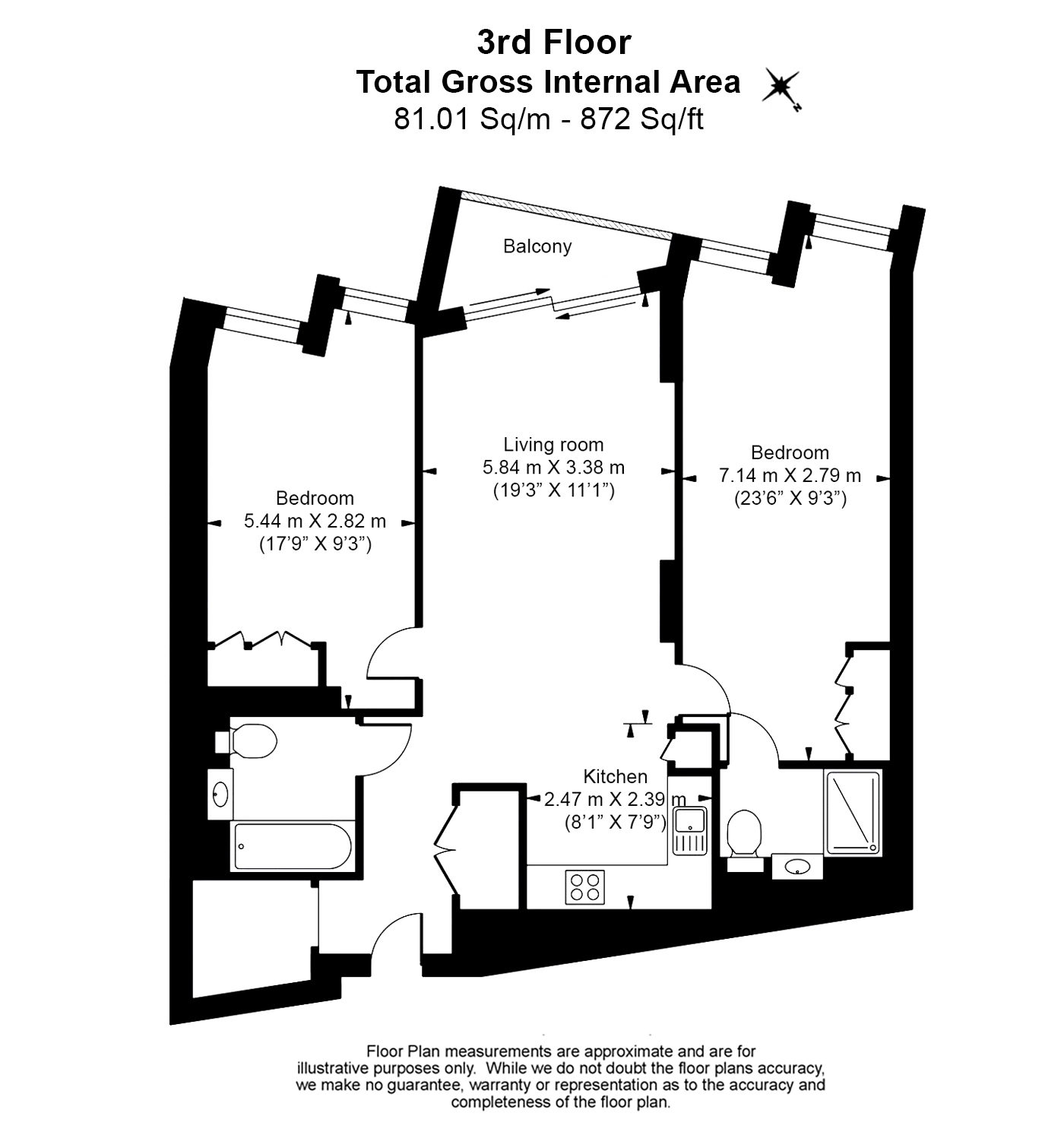 2 bedrooms flat to rent in Cutter Lane, Woolwich, SE10-Floorplan