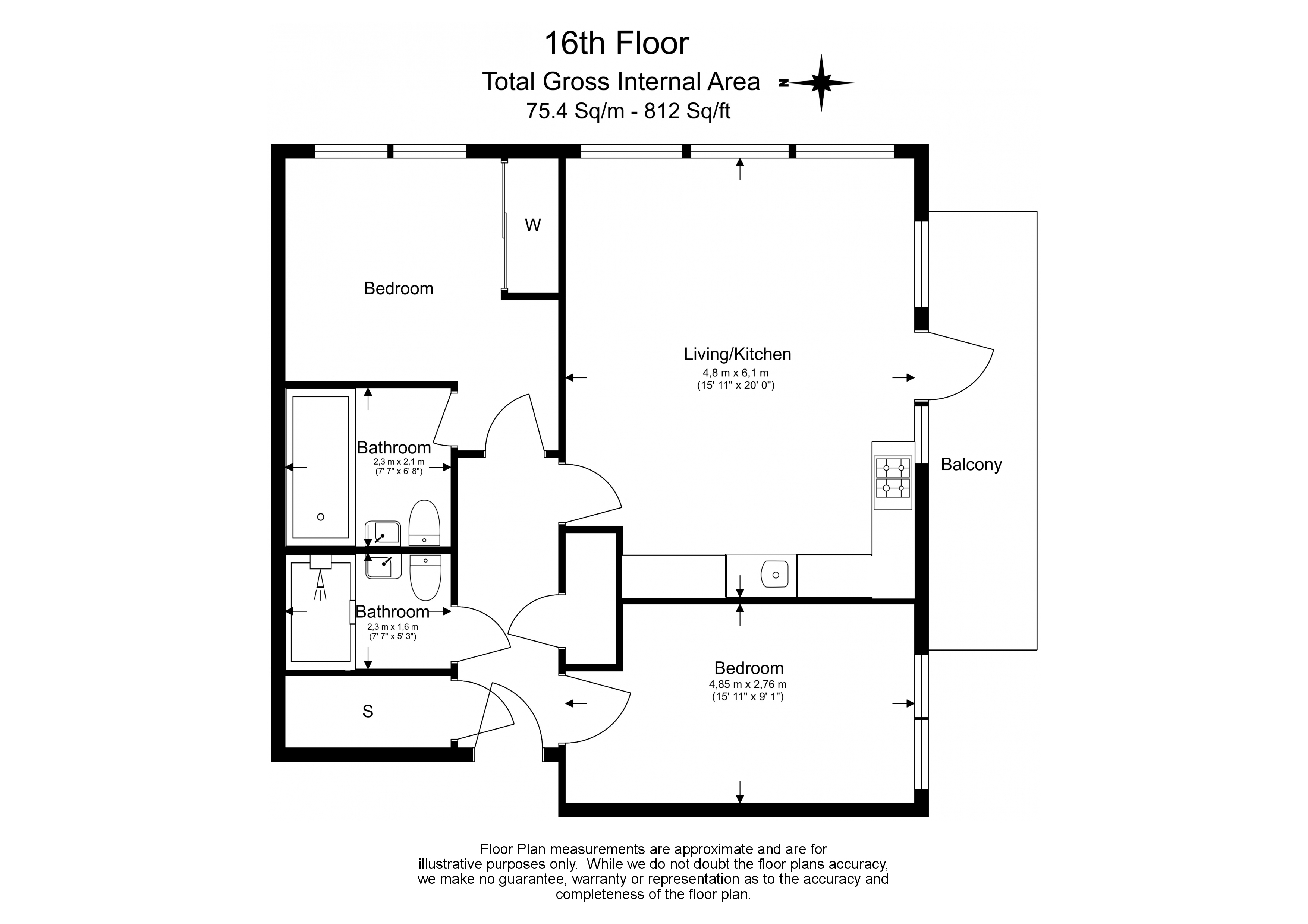 2  bedrooms flat to rent in Plumstead Road, Woolwich, SE18-Floorplan