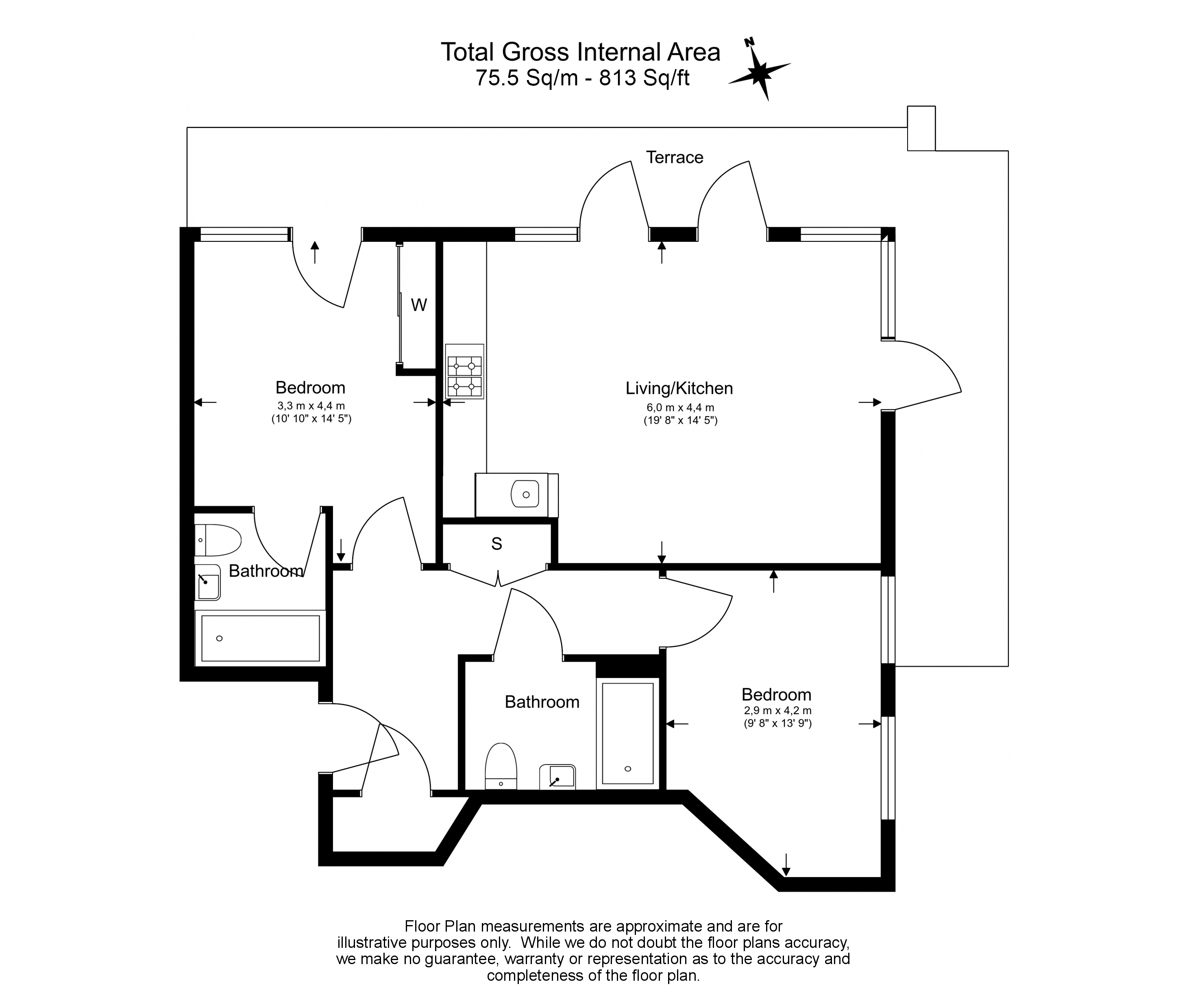 2  bedrooms flat to rent in Duke of Wellington Avenue, Royal Arsenal Riverside, SE18-Floorplan