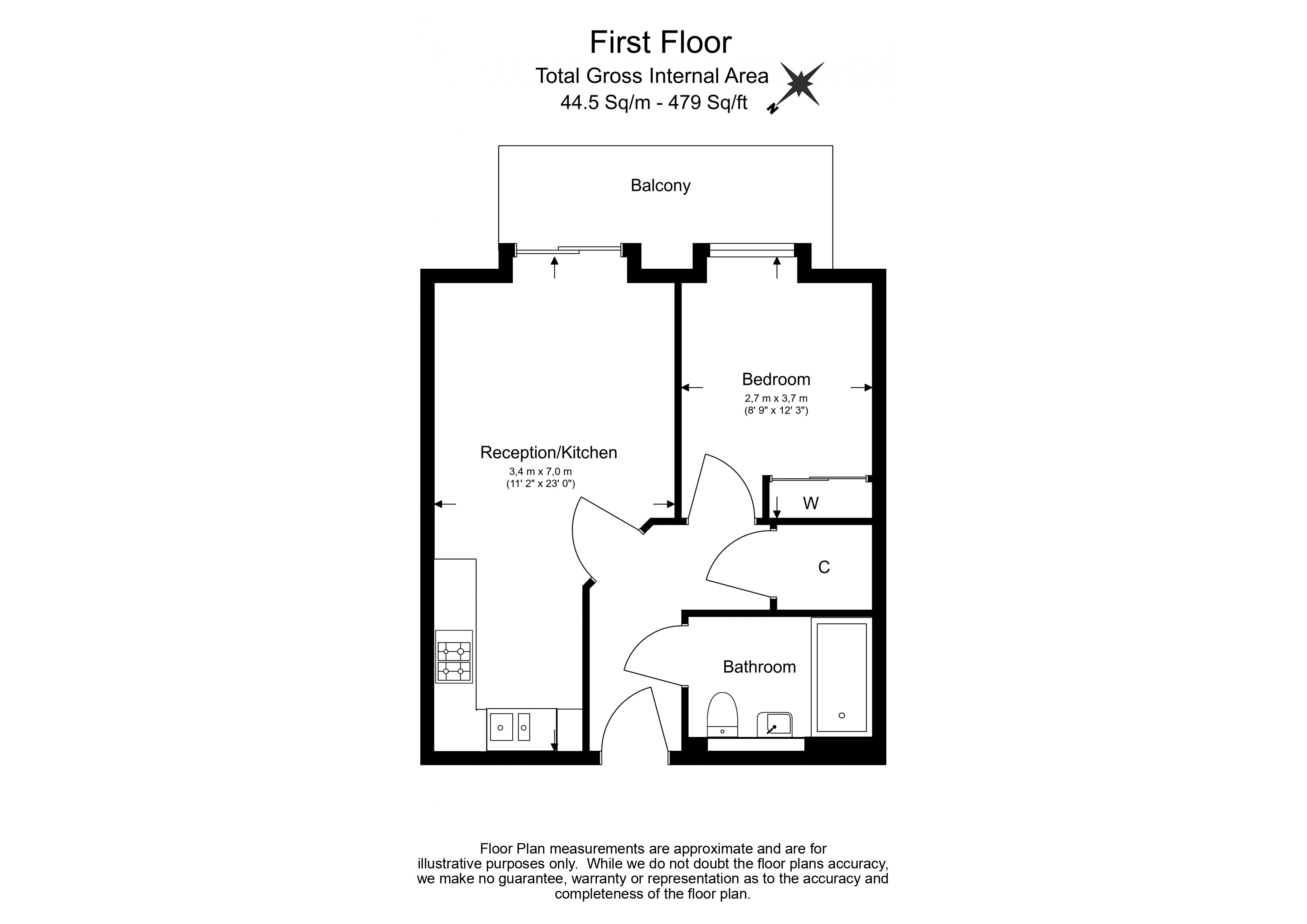 1  bedroom flat to rent in No 1 Street, Royal Arsenal Riverside, SE18-Floorplan