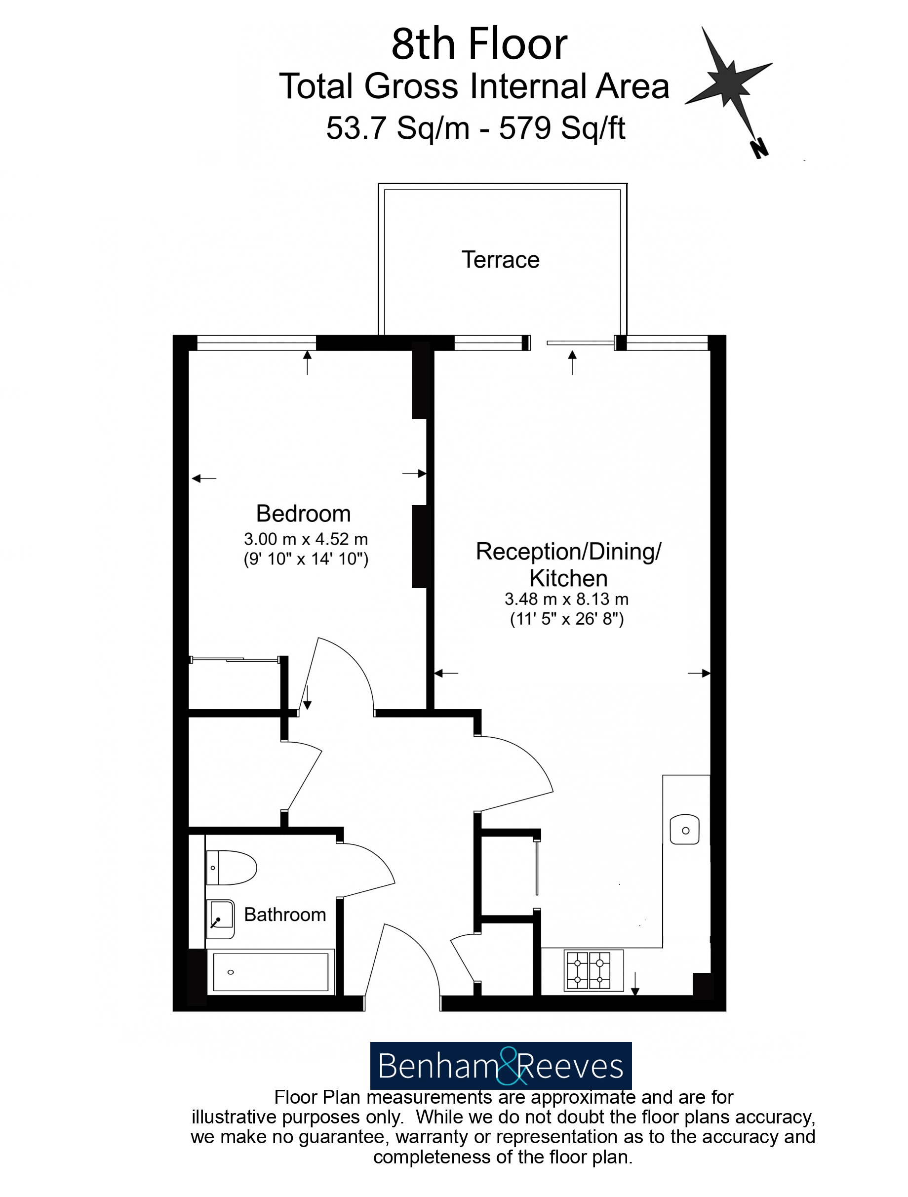 1  bedroom flat to rent in North Greenwich, Millenium Gardens, SE10-Floorplan