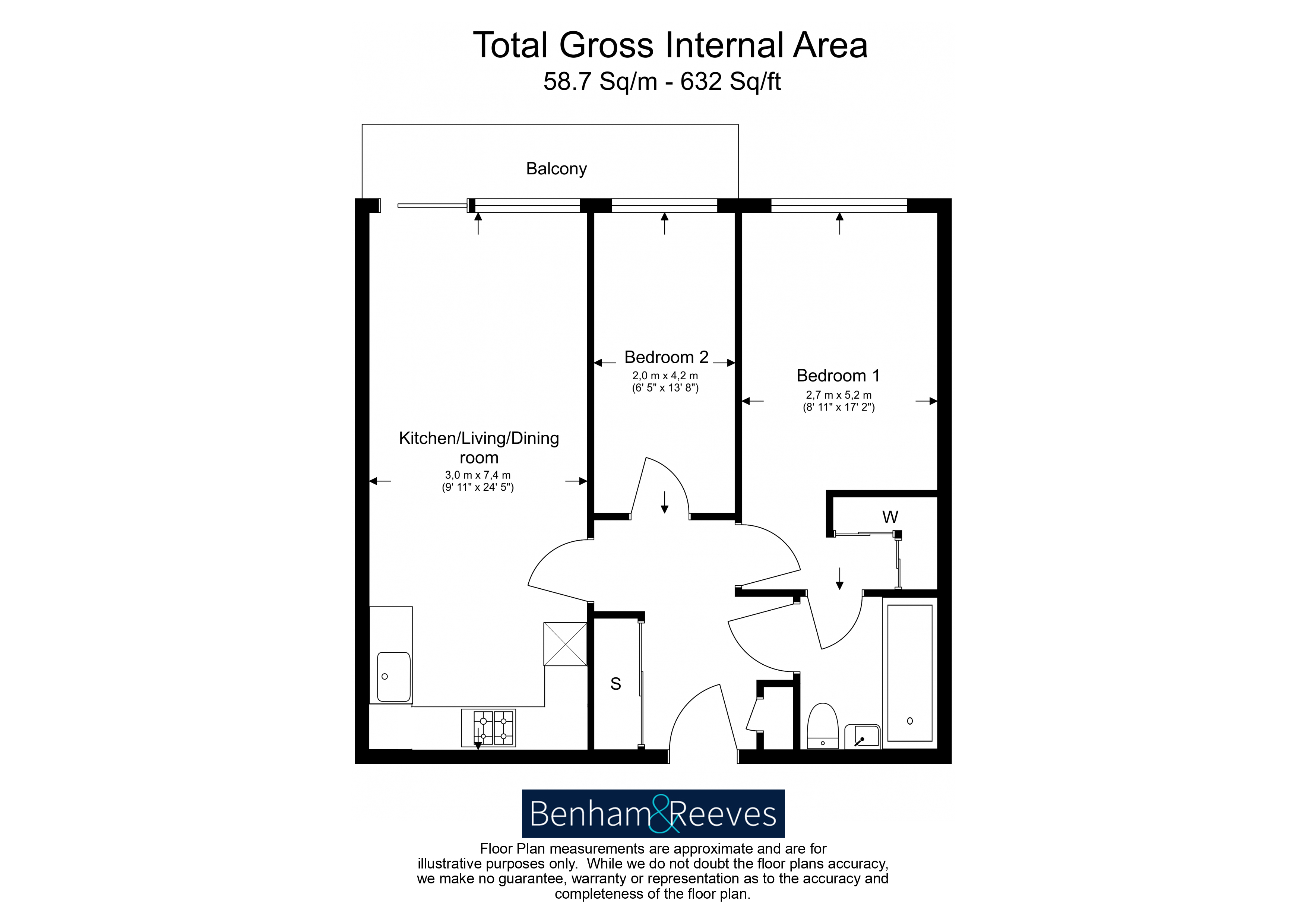 2  bedrooms flat to rent in Royal Arsenal Riverside, Duke of Wellington Avenue, SE18-Floorplan