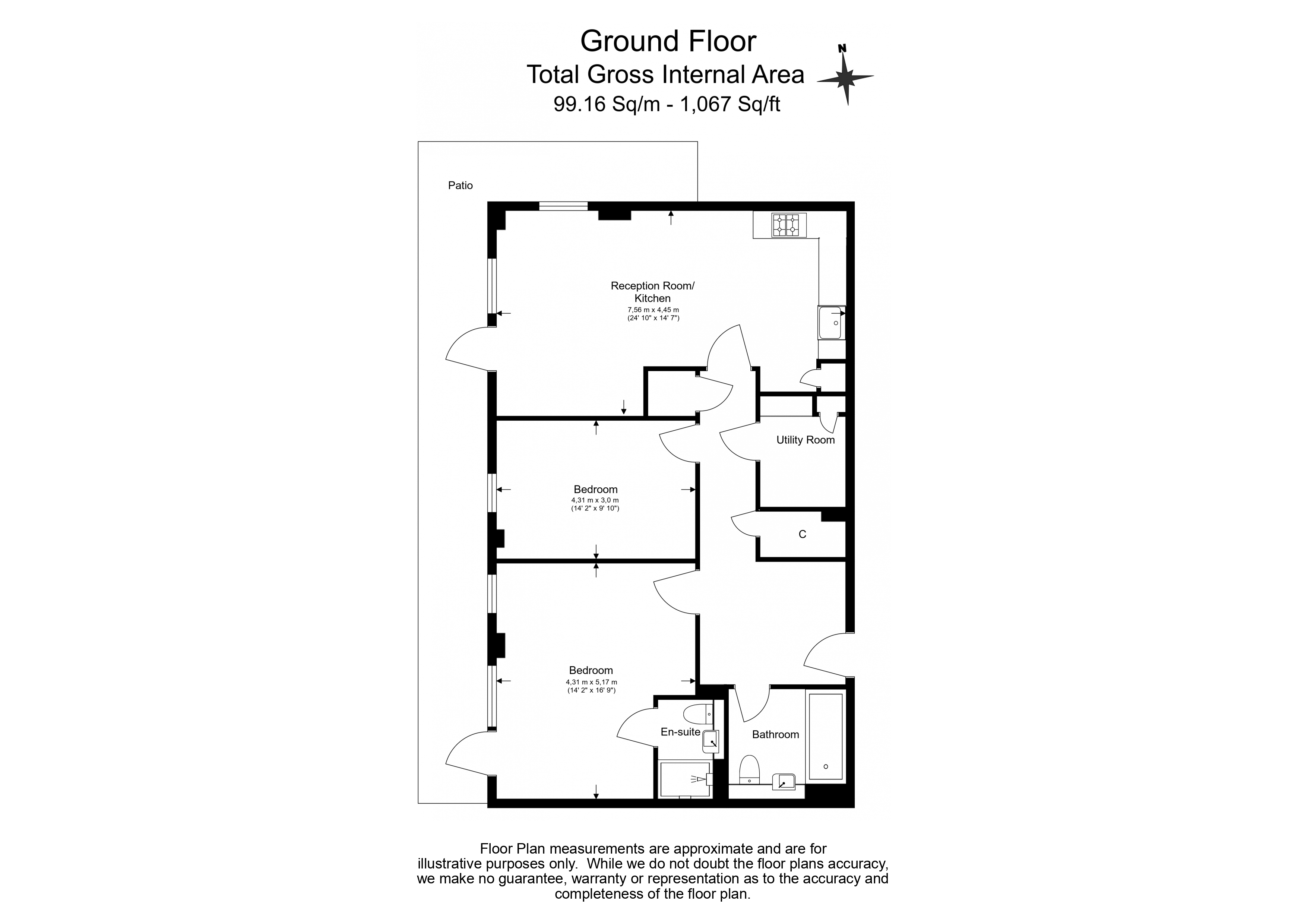 2  bedrooms flat to rent in Trinity Walk, Woolwich,  SE18-Floorplan
