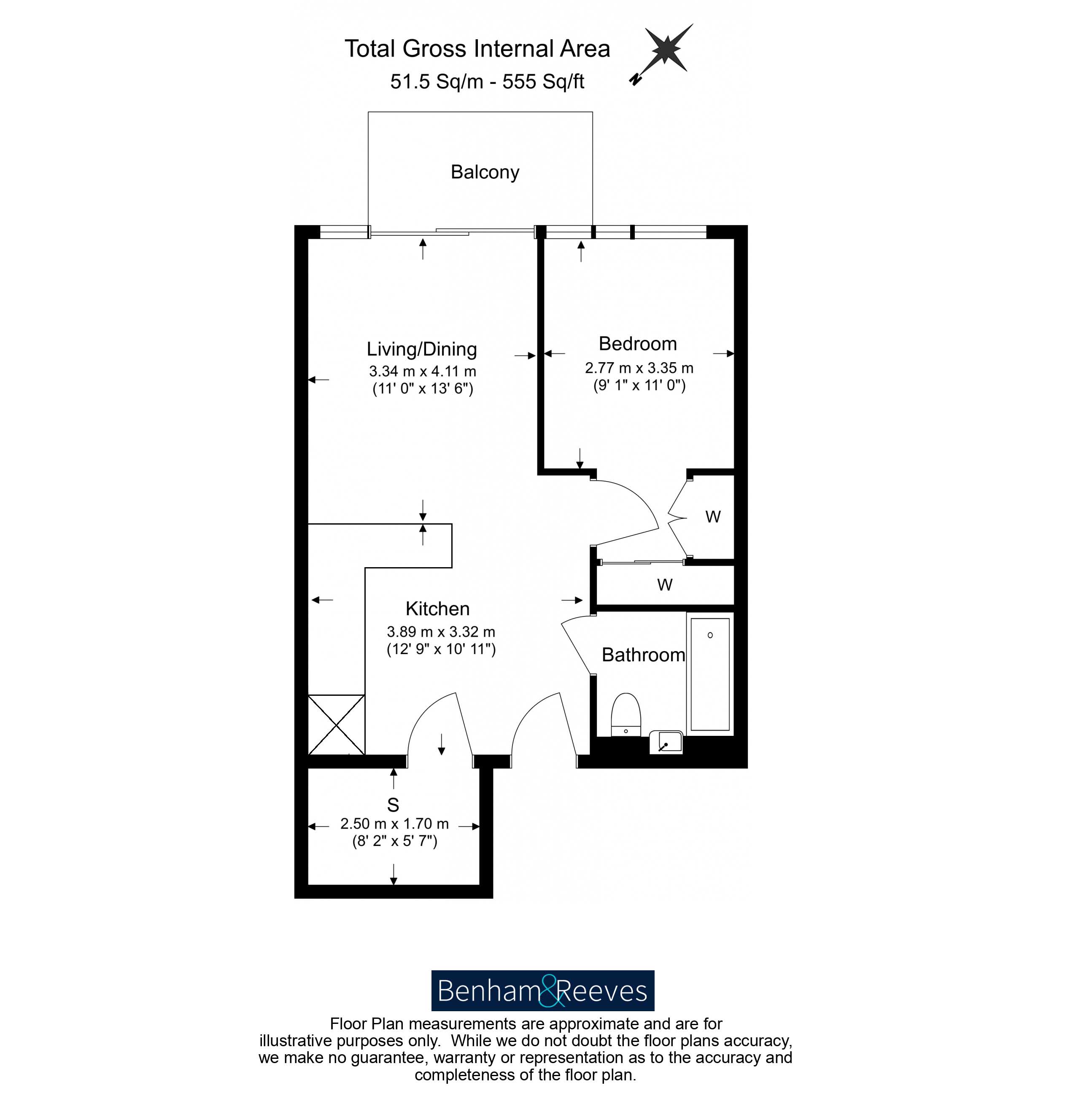 1  bedroom flat to rent in Biring House, Wellington, SE18-Floorplan