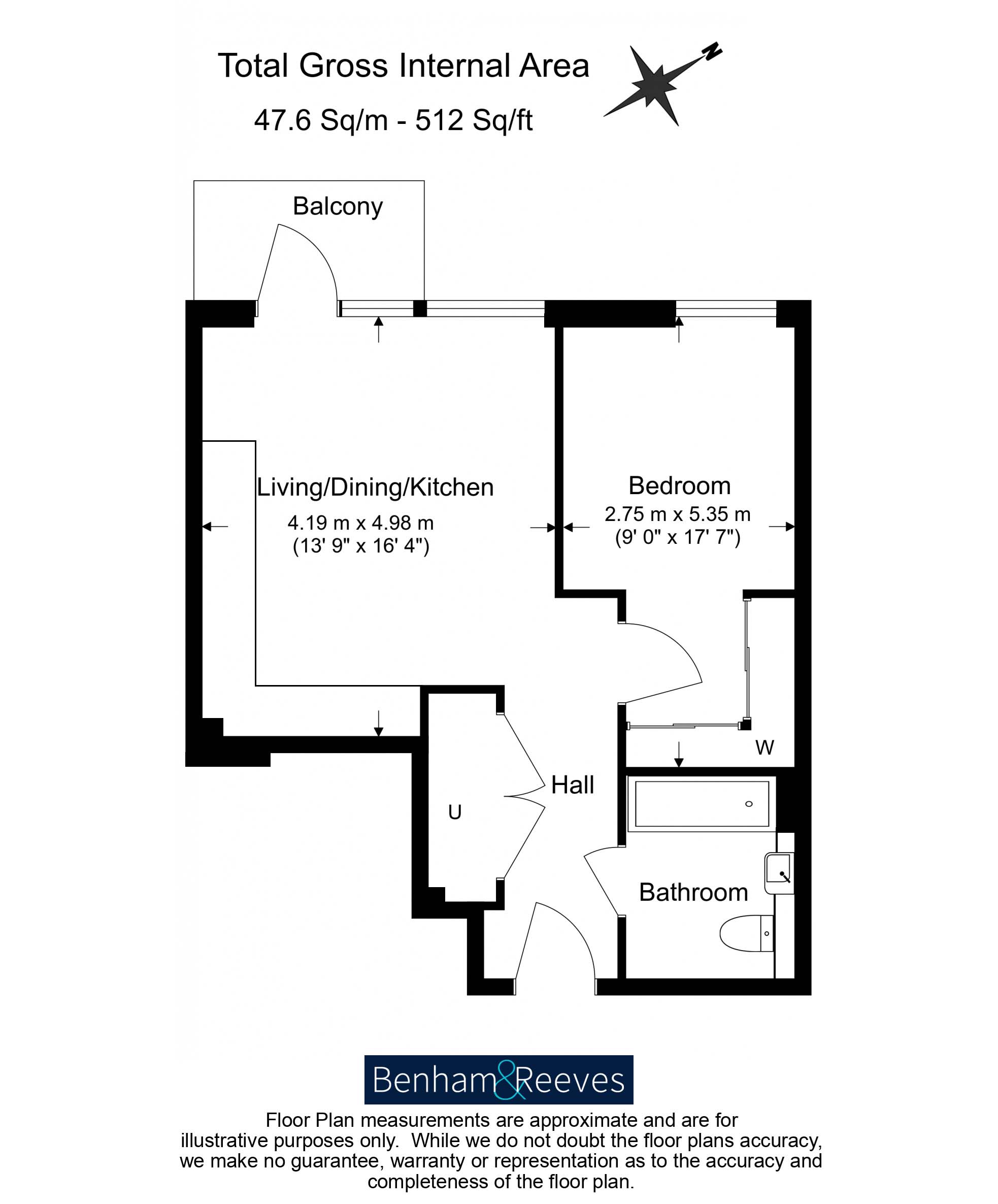 1  bedroom flat to rent in New Warren Lane, Royal Arsenal Riverside, SE18-Floorplan