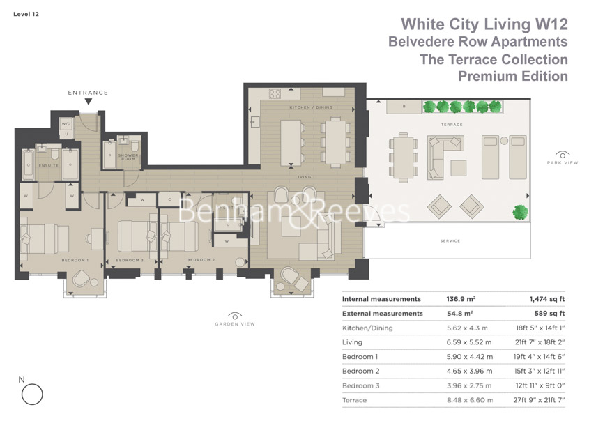 3 bedrooms flat to rent in White City Living, Belvedere Row Apartments, Fountain Park Way, White City W12-Floorplan